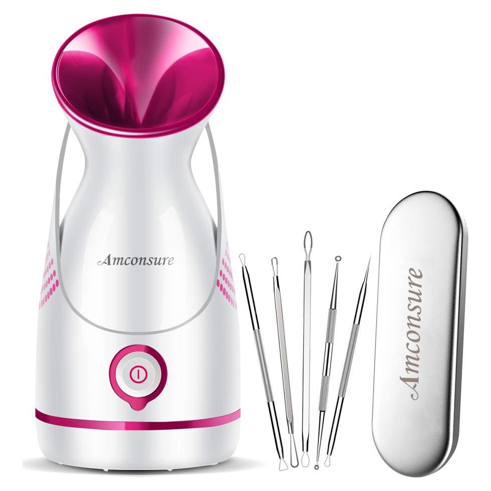 Vaporizador Facial Amconsure 6028 Nano-Iónico Rojo con Kit