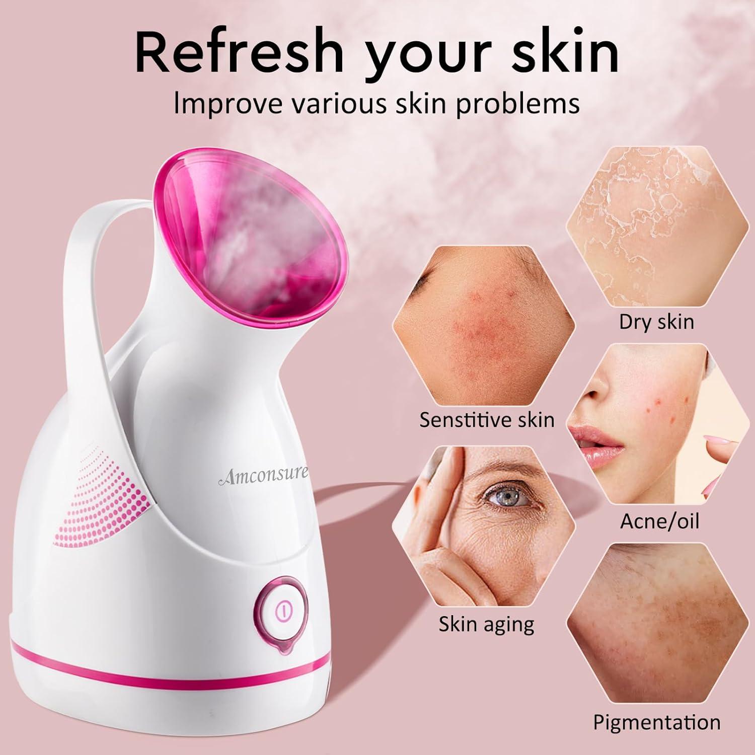 Vaporizador Facial Amconsure 6028 Nano-Iónico Rojo con Kit