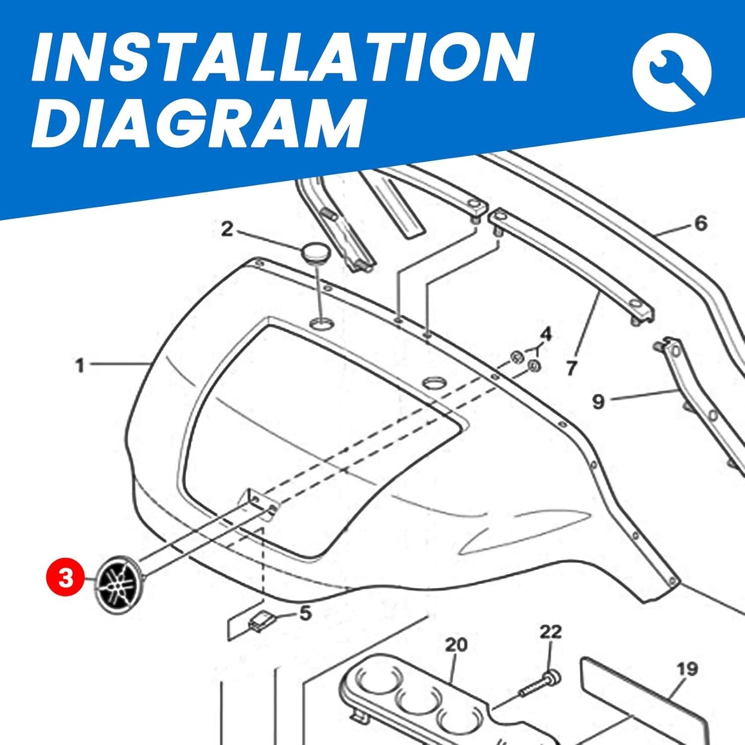 Emblema del logotipo Yamaha para carritos de golf G22 y G23