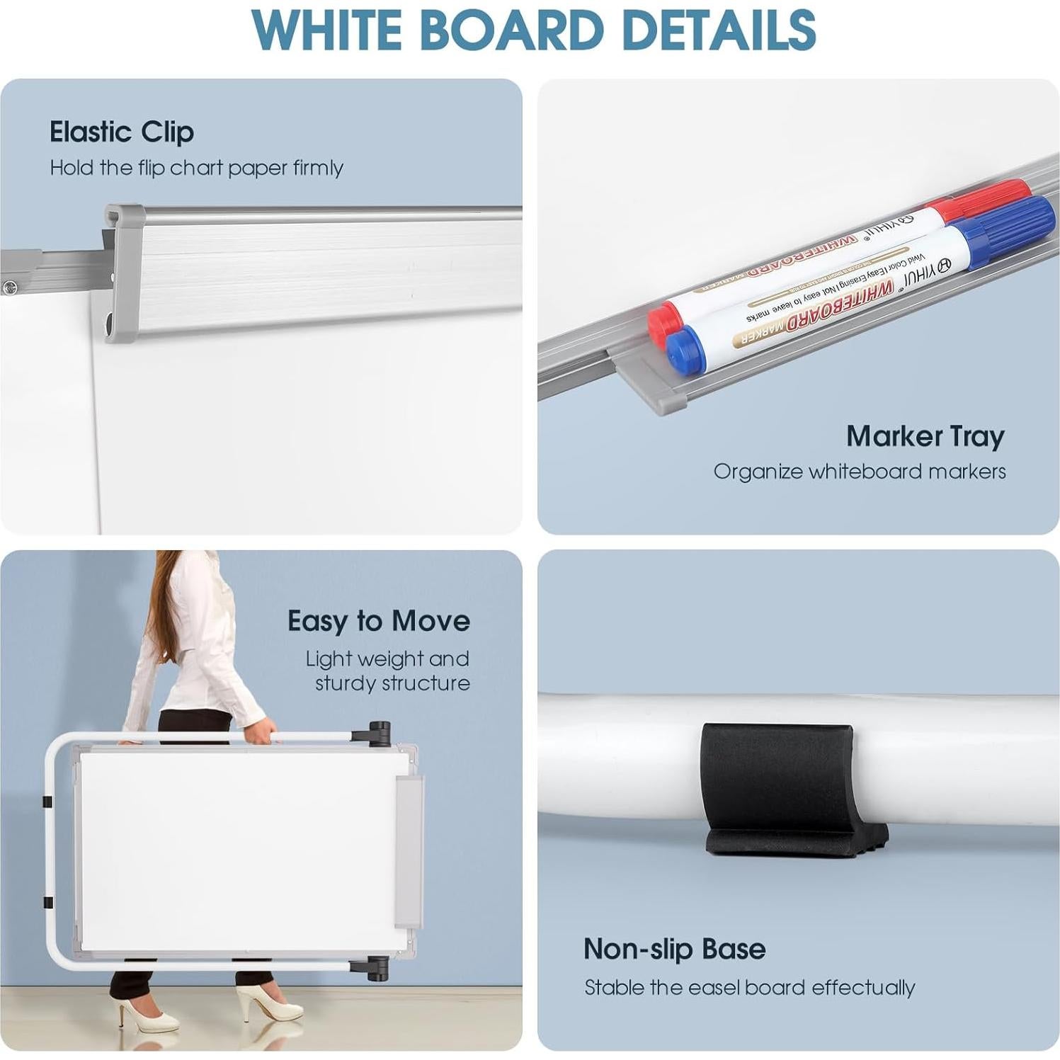 Caballete Pizarra Blanca MaxGear 91.44x60.96 cm Altura Ajustable