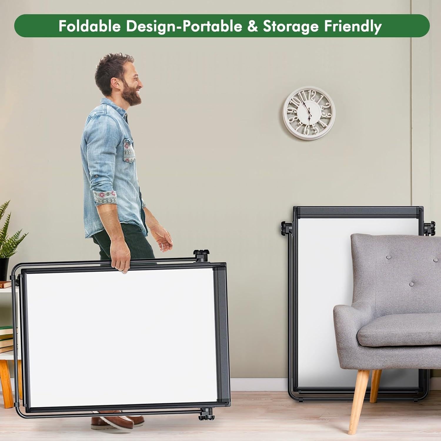 Soporte de Pizarra Blanca Doble Cara WEYOUNG 71.1x101.6 cm Ajustable