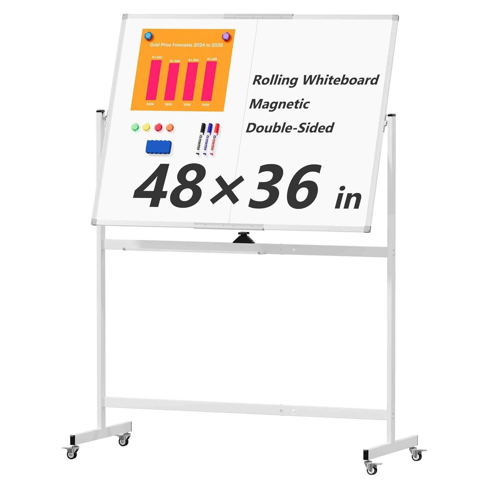 Pizarra Blanca Móvil Doble Cara Neatsure 122x91 cm Plata