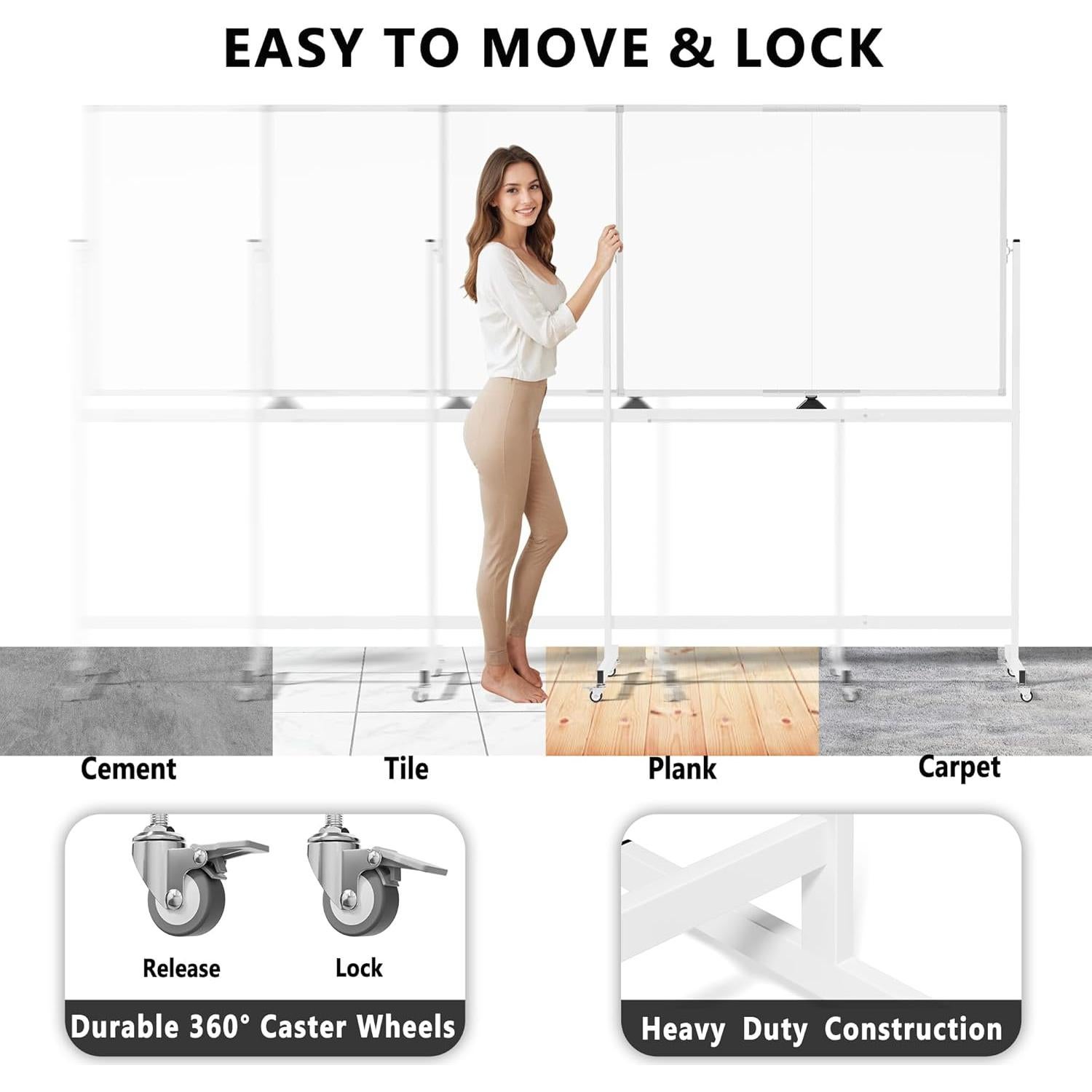Pizarra Blanca Móvil Doble Cara Neatsure 122x91 cm Plata