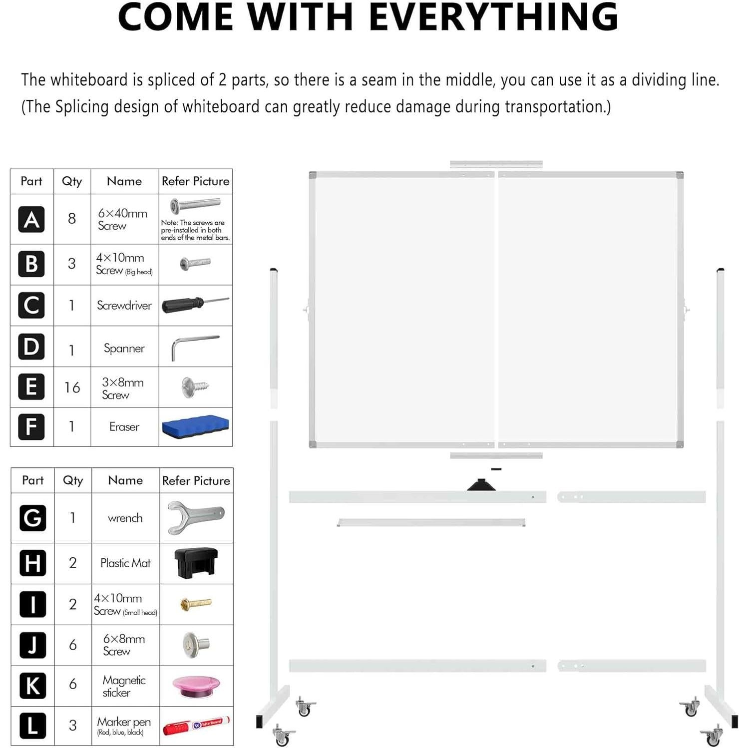 Pizarra Blanca Móvil Doble Cara Neatsure 122x91 cm Plata