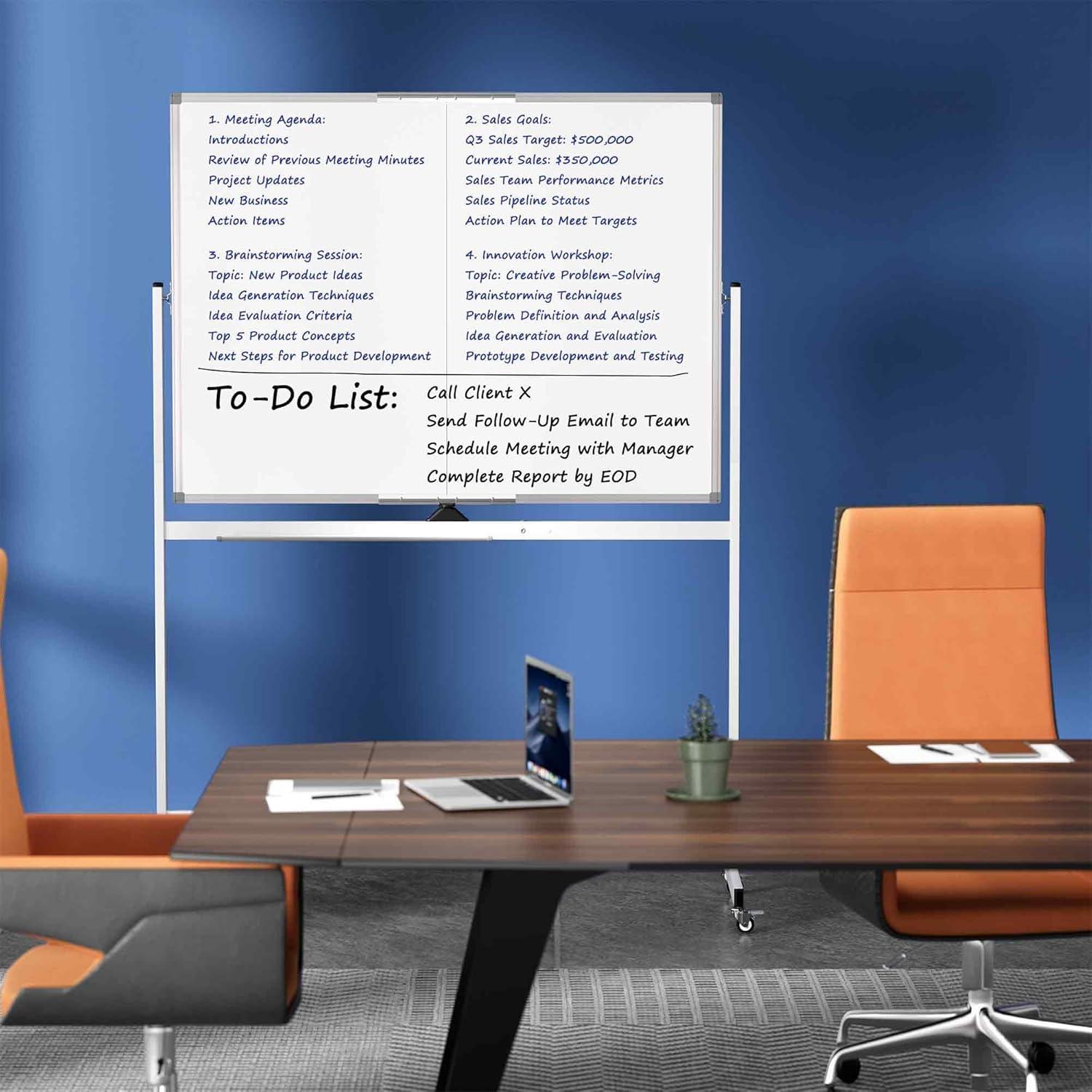 Pizarra Blanca Móvil Doble Cara Neatsure 122x91 cm Plata