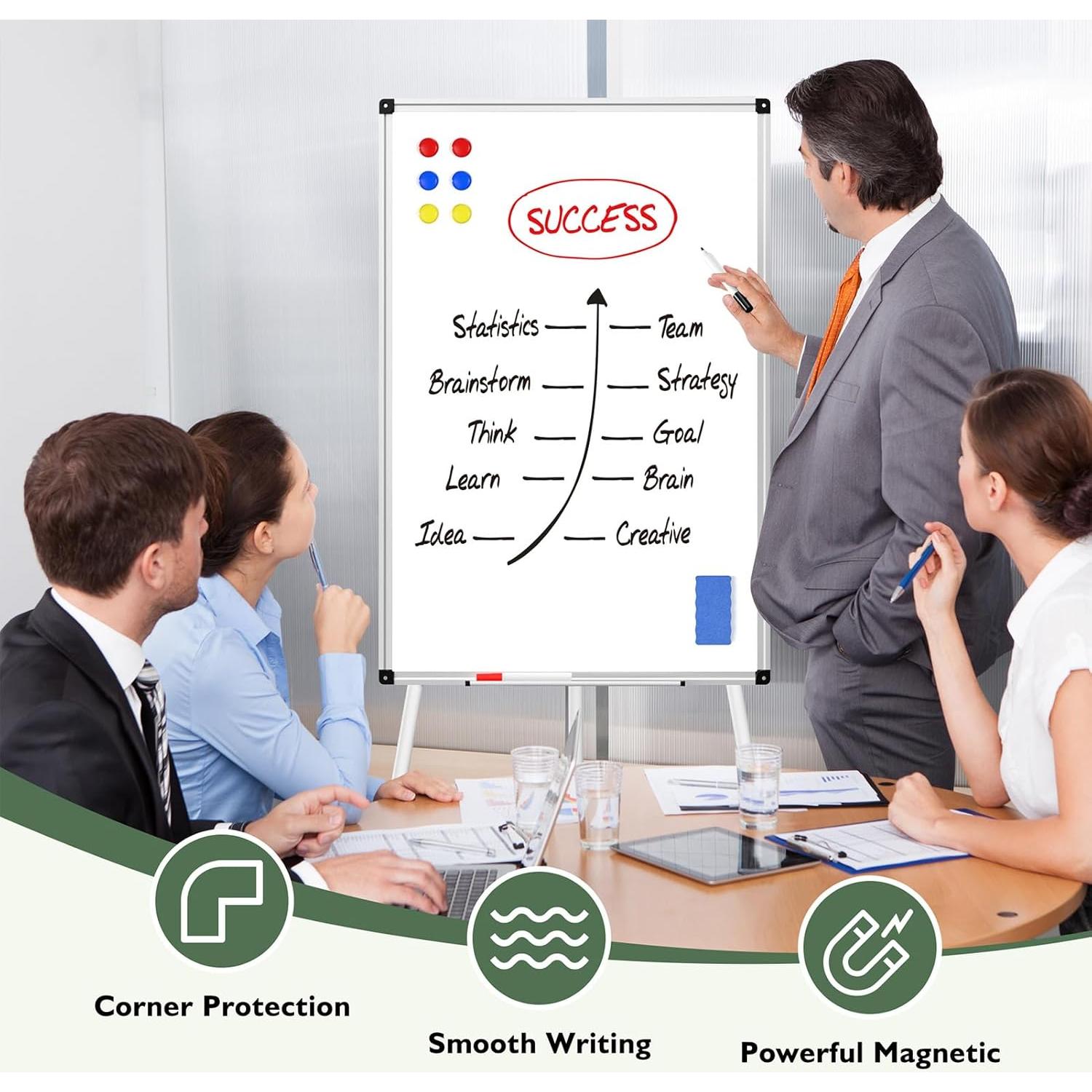 Caballete de Pizarra Blanca Magnética Board2by 91x61cm Ajustable