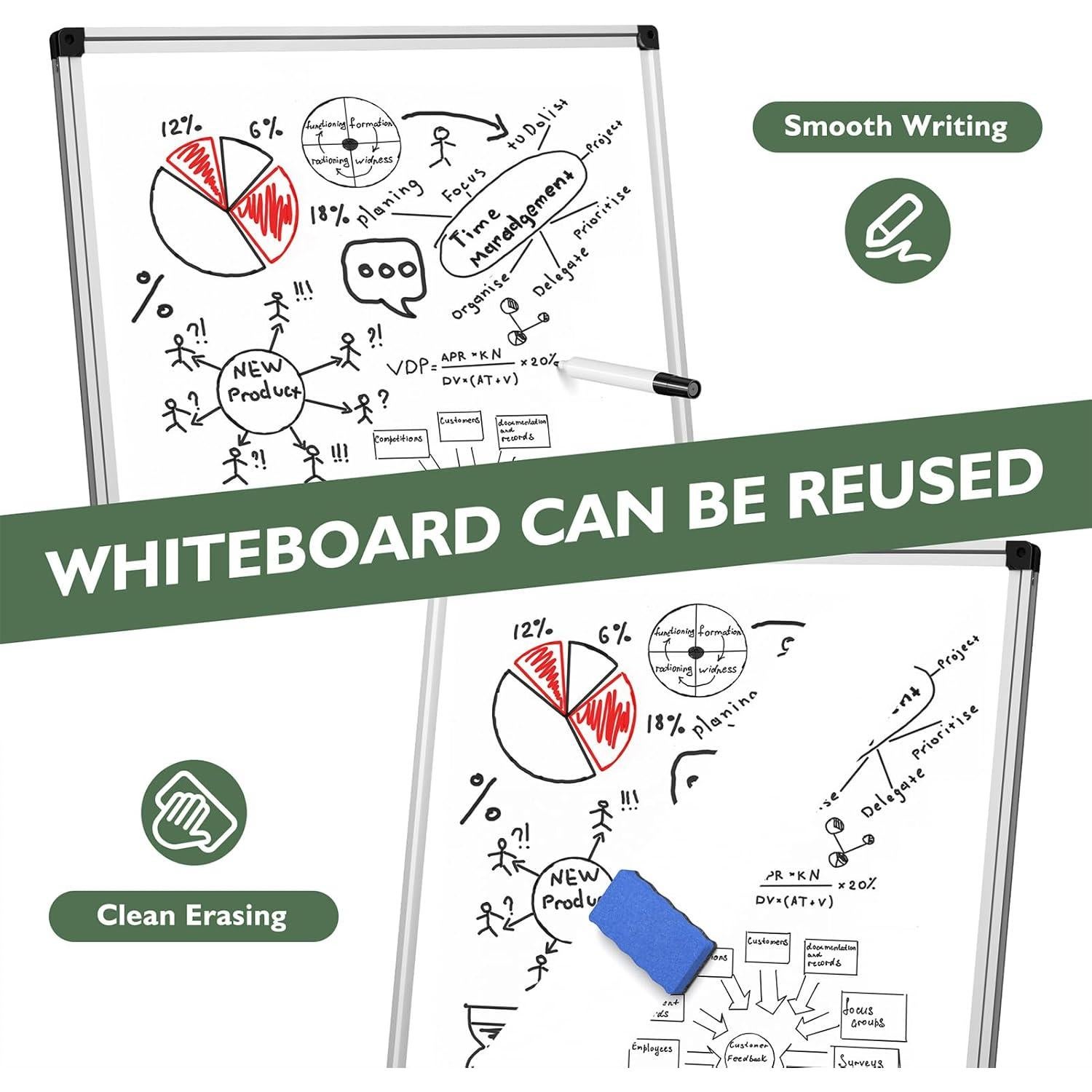 Caballete de Pizarra Blanca Magnética Board2by 91x61cm Ajustable