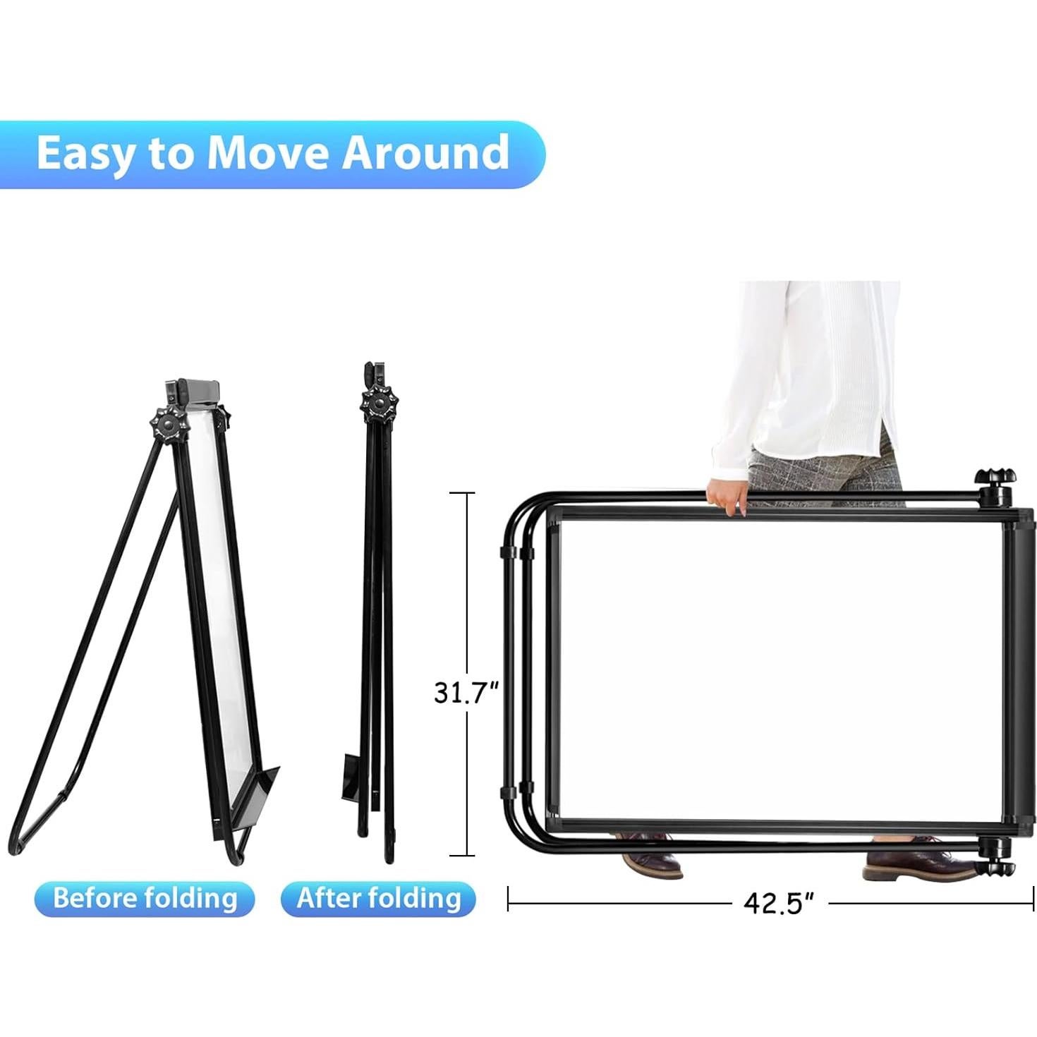 Pizarra Blanca de Pie Maxtek 101.6x71.1 cm Doble Cara Ajustable