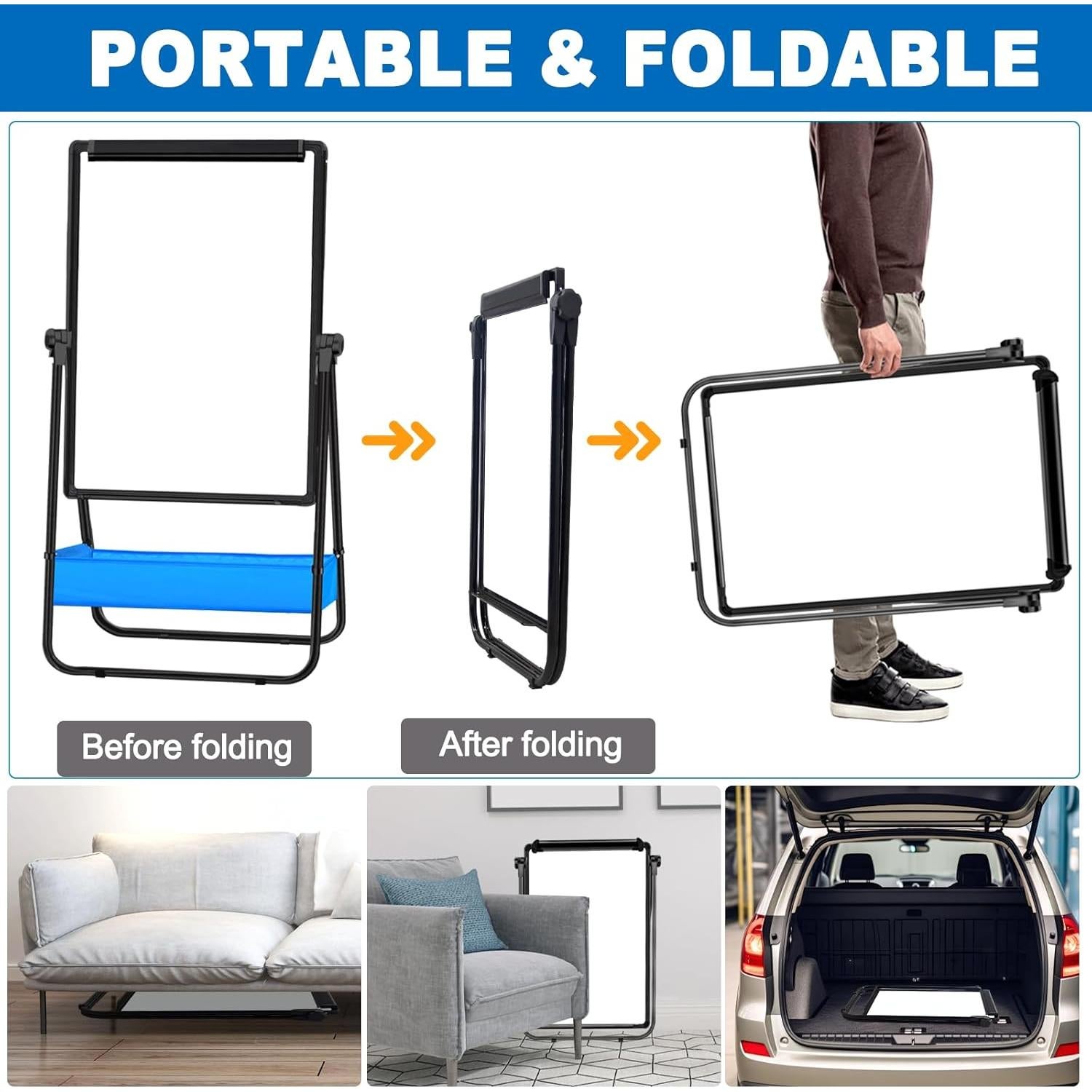 Pizarra Blanca Borrable Doble Cara Max-officoo 71x50 cm Ajustable