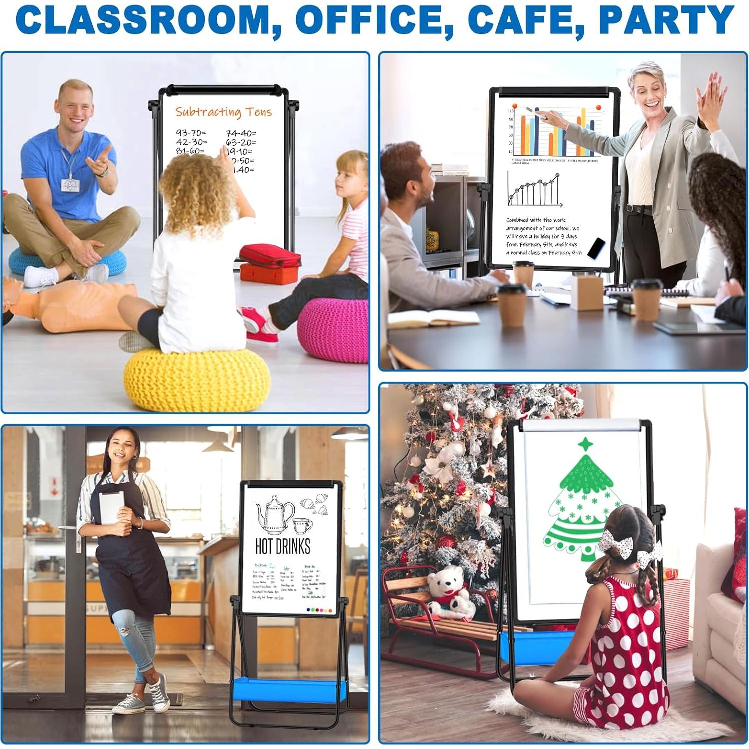 Pizarra Blanca Borrable Doble Cara Max-officoo 71x50 cm Ajustable