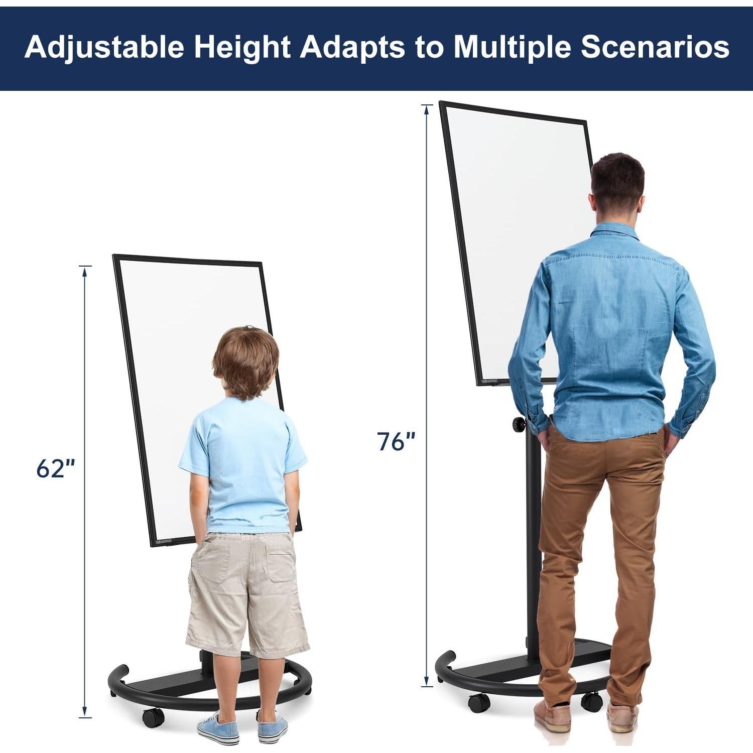 Pizarra Móvil Blanca de Pie TSJ OFFICE 91.44x60.96cm Ajustable