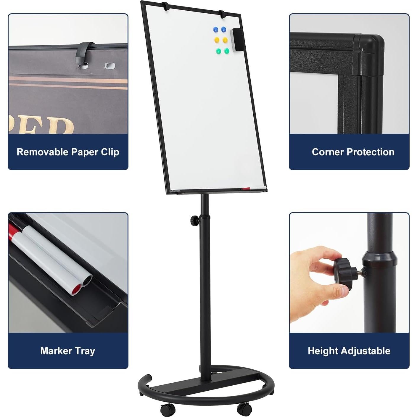 Pizarra Móvil Blanca de Pie TSJ OFFICE 91.44x60.96cm Ajustable