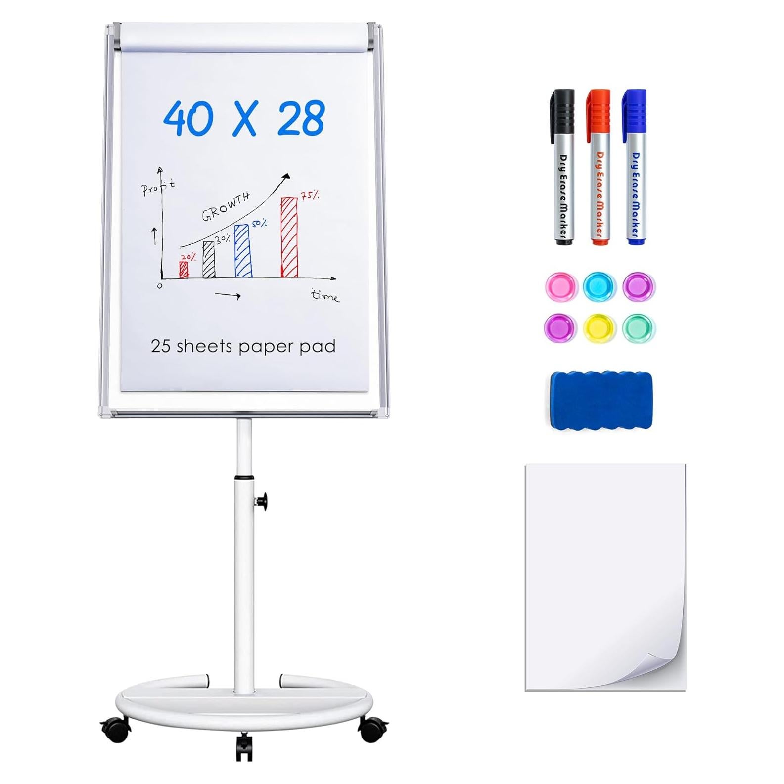 Pizarra Blanca Móvil Maxtek 101.6x71.1 cm con Caballete