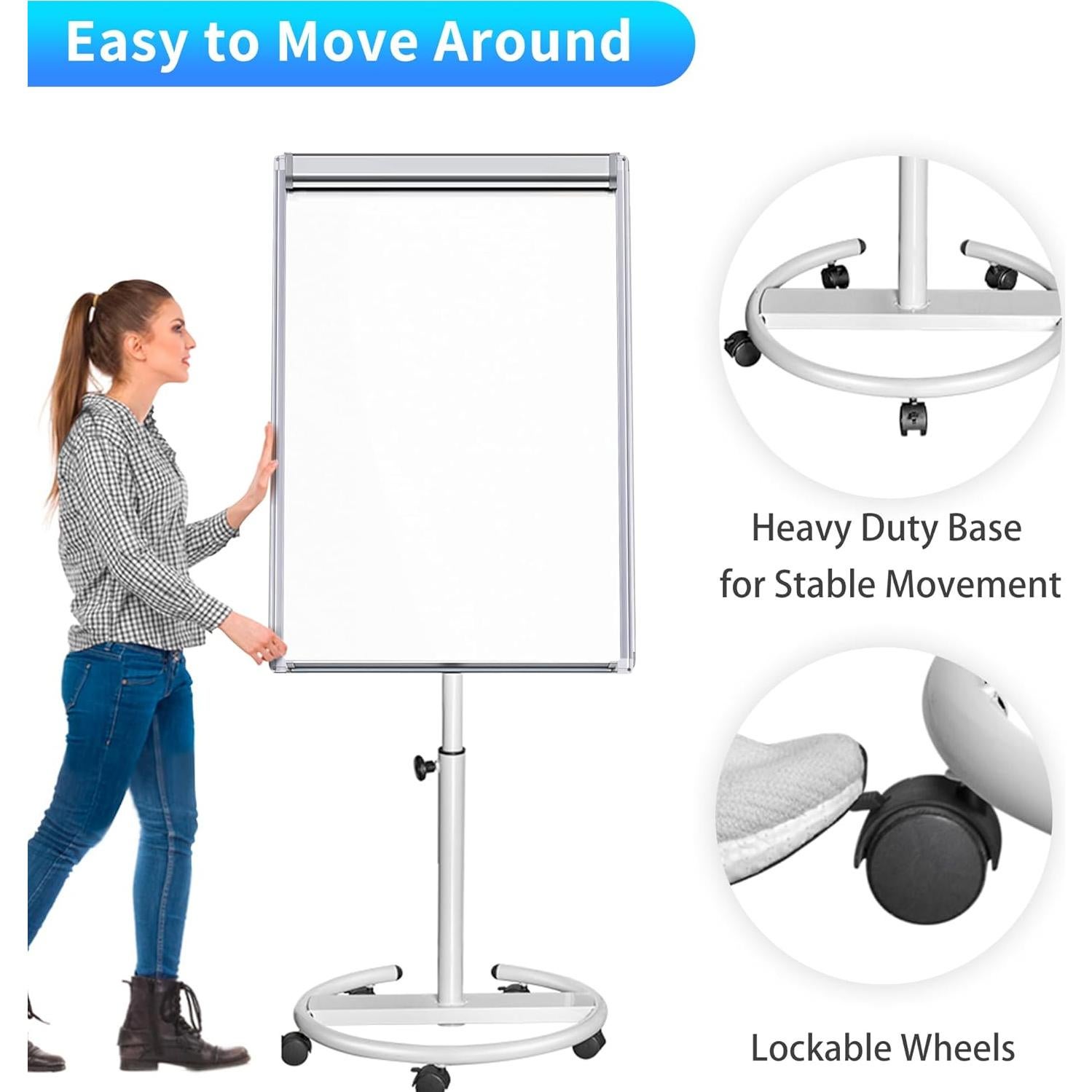 Pizarra Blanca Móvil Maxtek 101.6x71.1 cm con Caballete