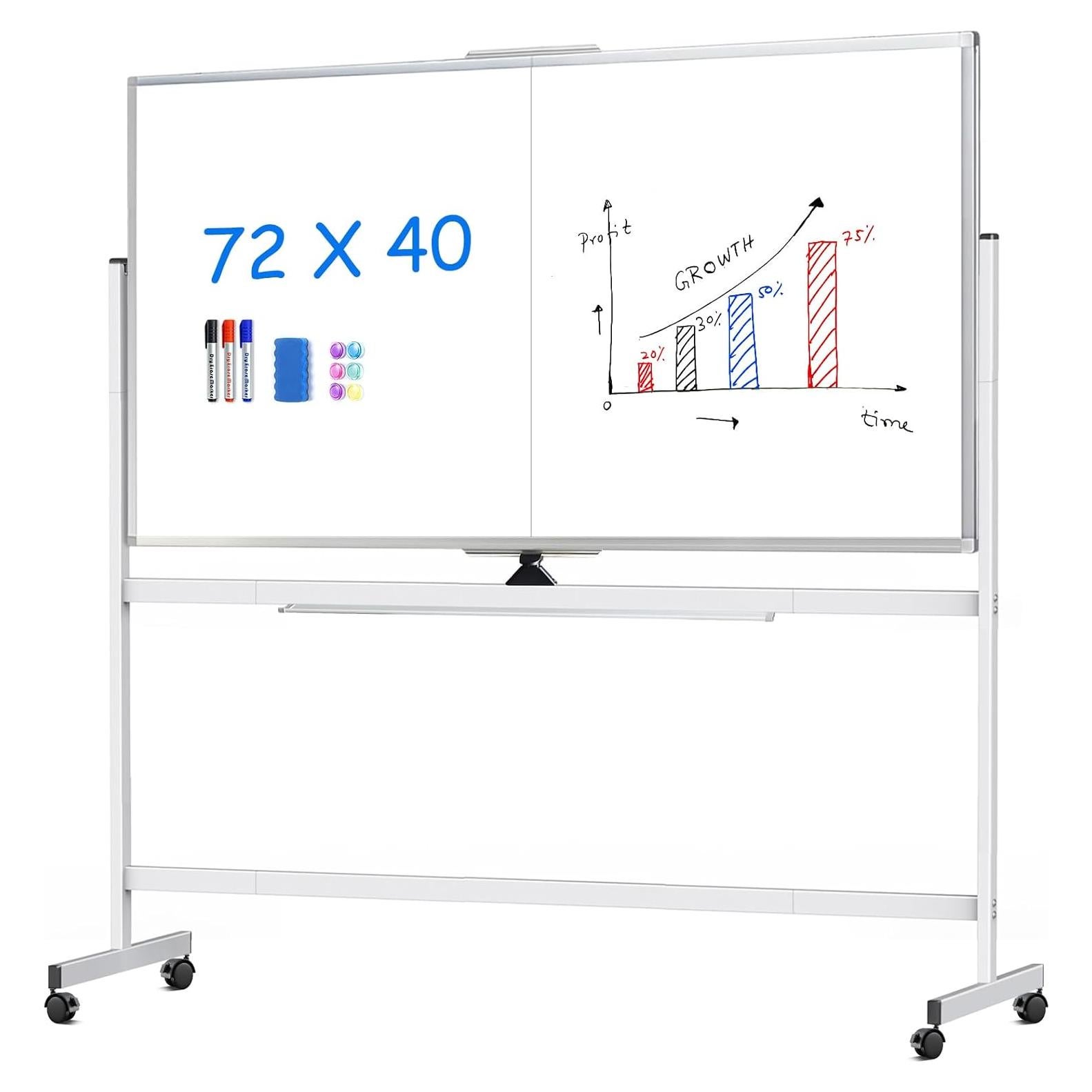 Pizarra Blanca Rodante Doble Cara Maxtek 182.88x101.6 cm