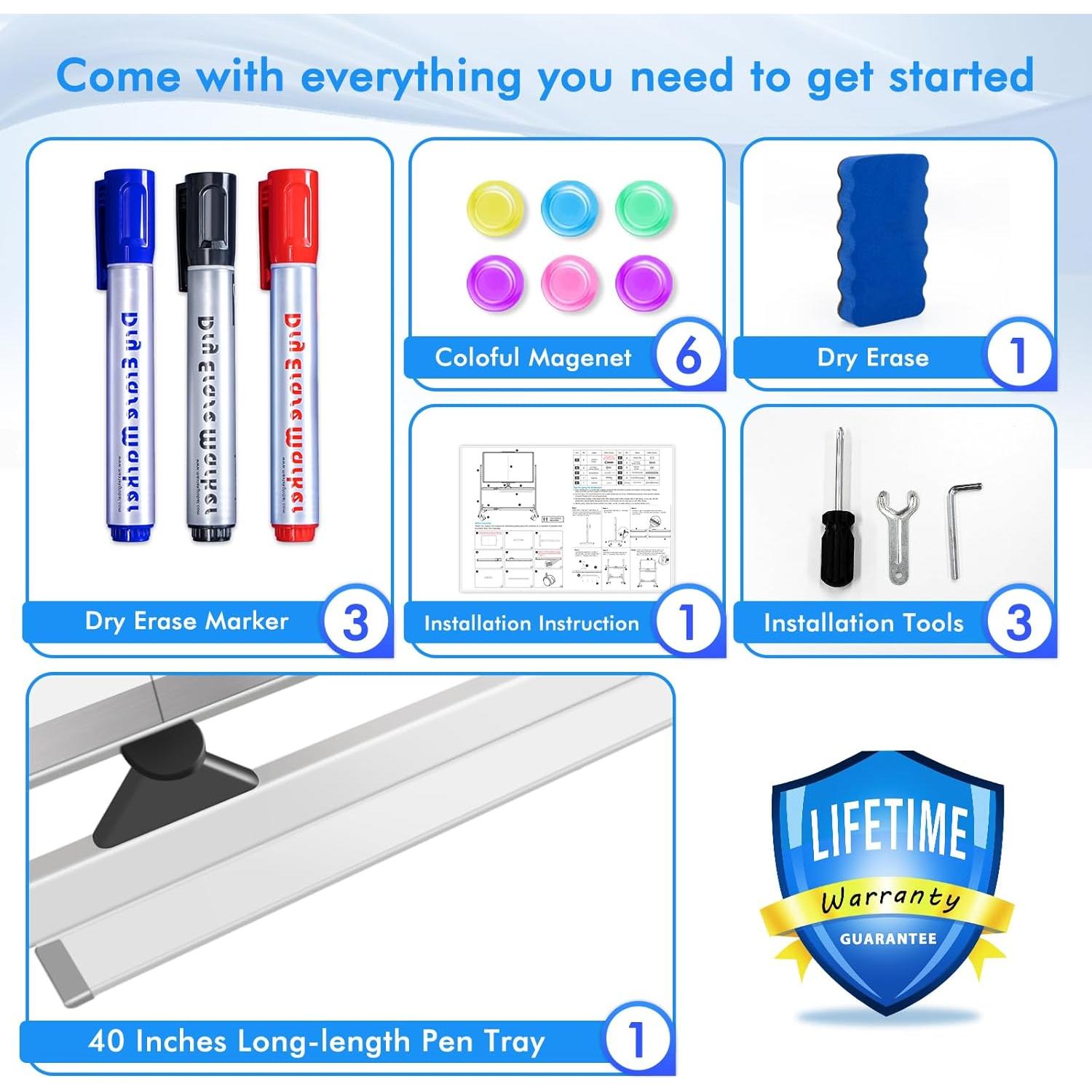 Pizarra Blanca Rodante Doble Cara Maxtek 182.88x101.6 cm