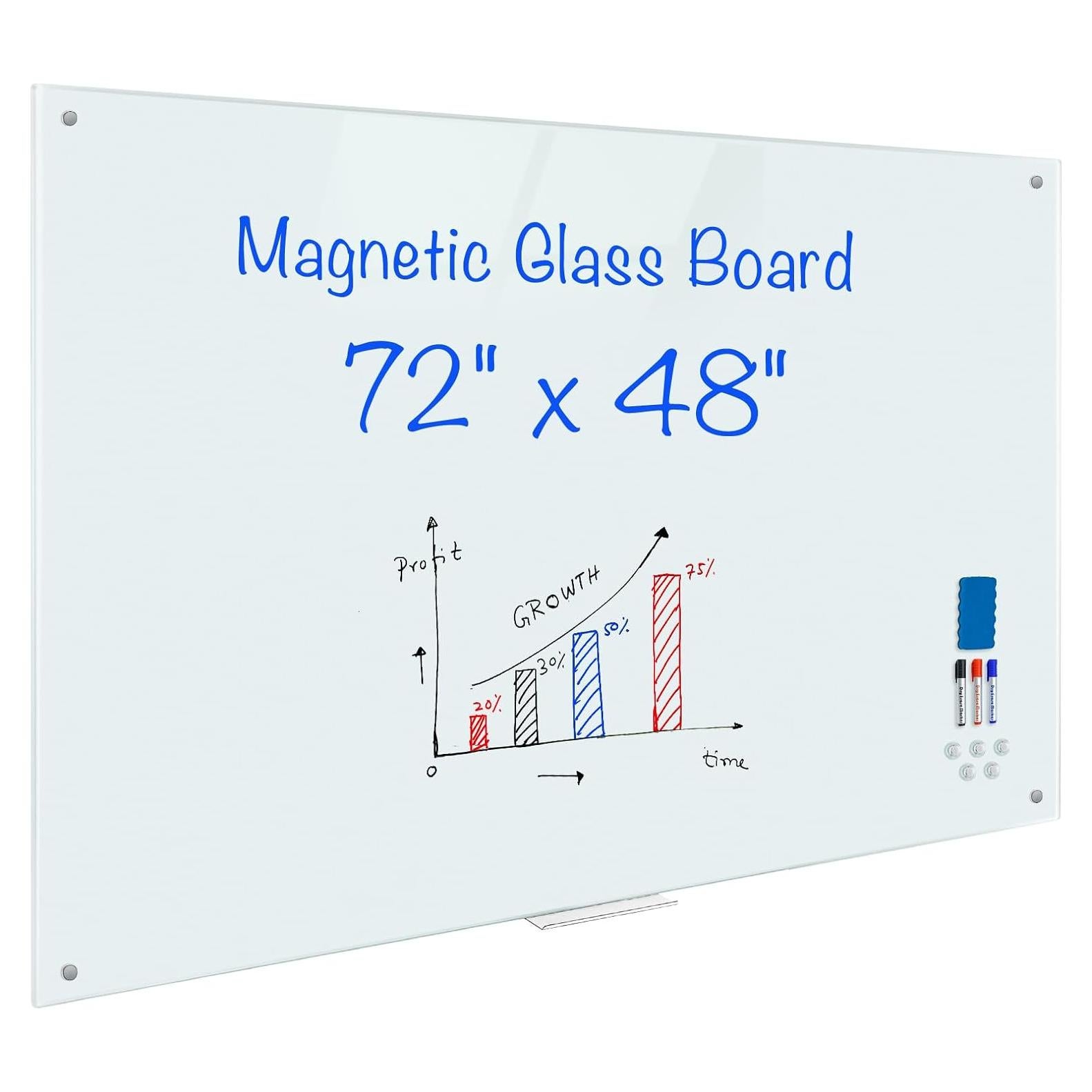 Pizarra de Vidrio Magnética Maxtek 182x122 cm Borrado Seco