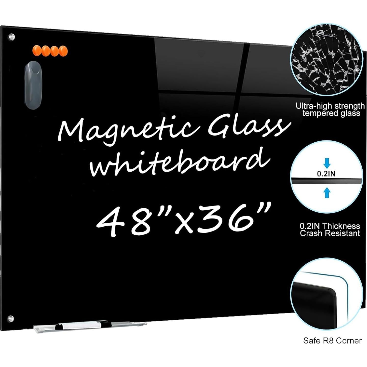 Tablero de Vidrio Magnético 122x91cm TWISBAY Negro