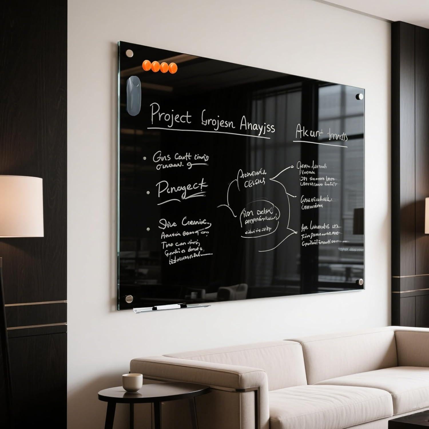 Tablero de Vidrio Magnético 122x91cm TWISBAY Negro