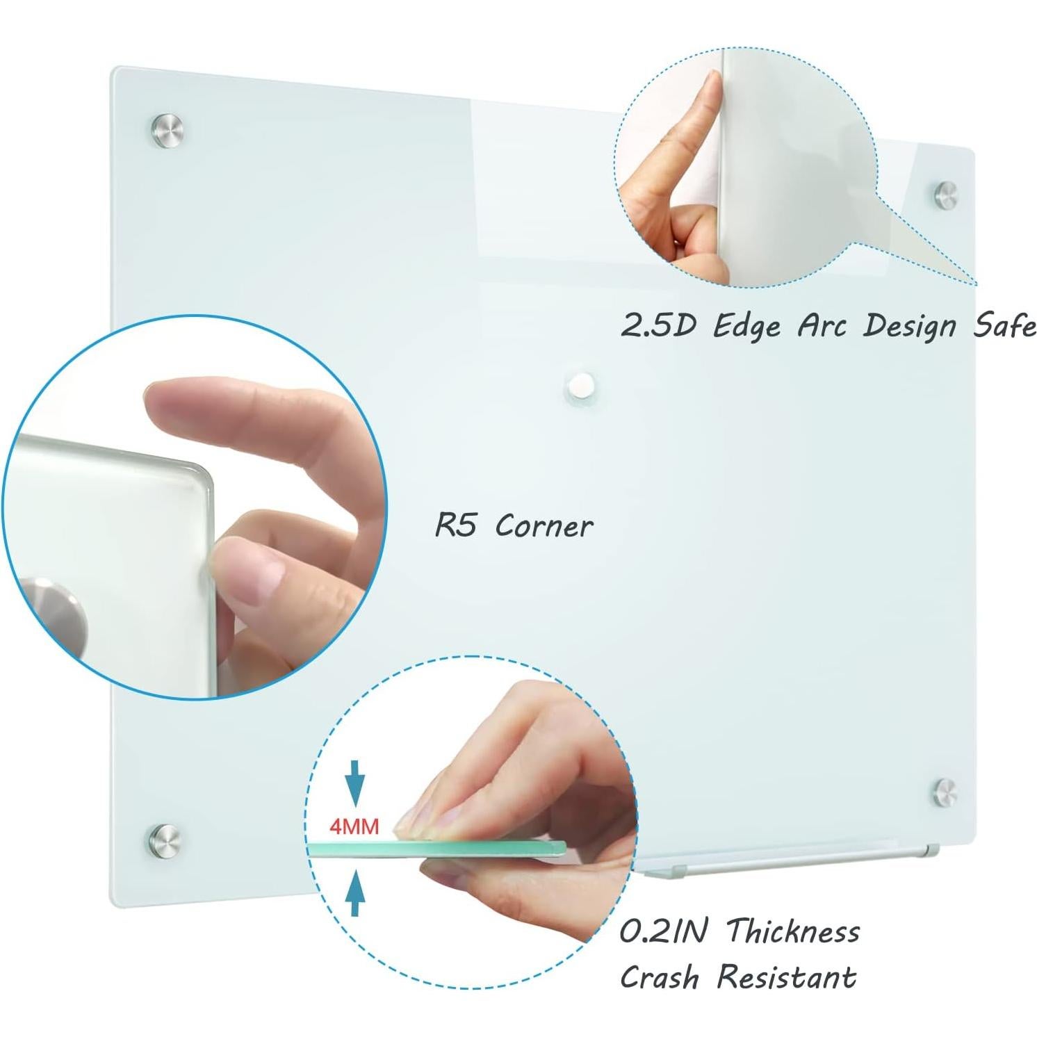 Pizarra Blanca Magnética de Vidrio NEOBAN 90x120cm Sin Marco