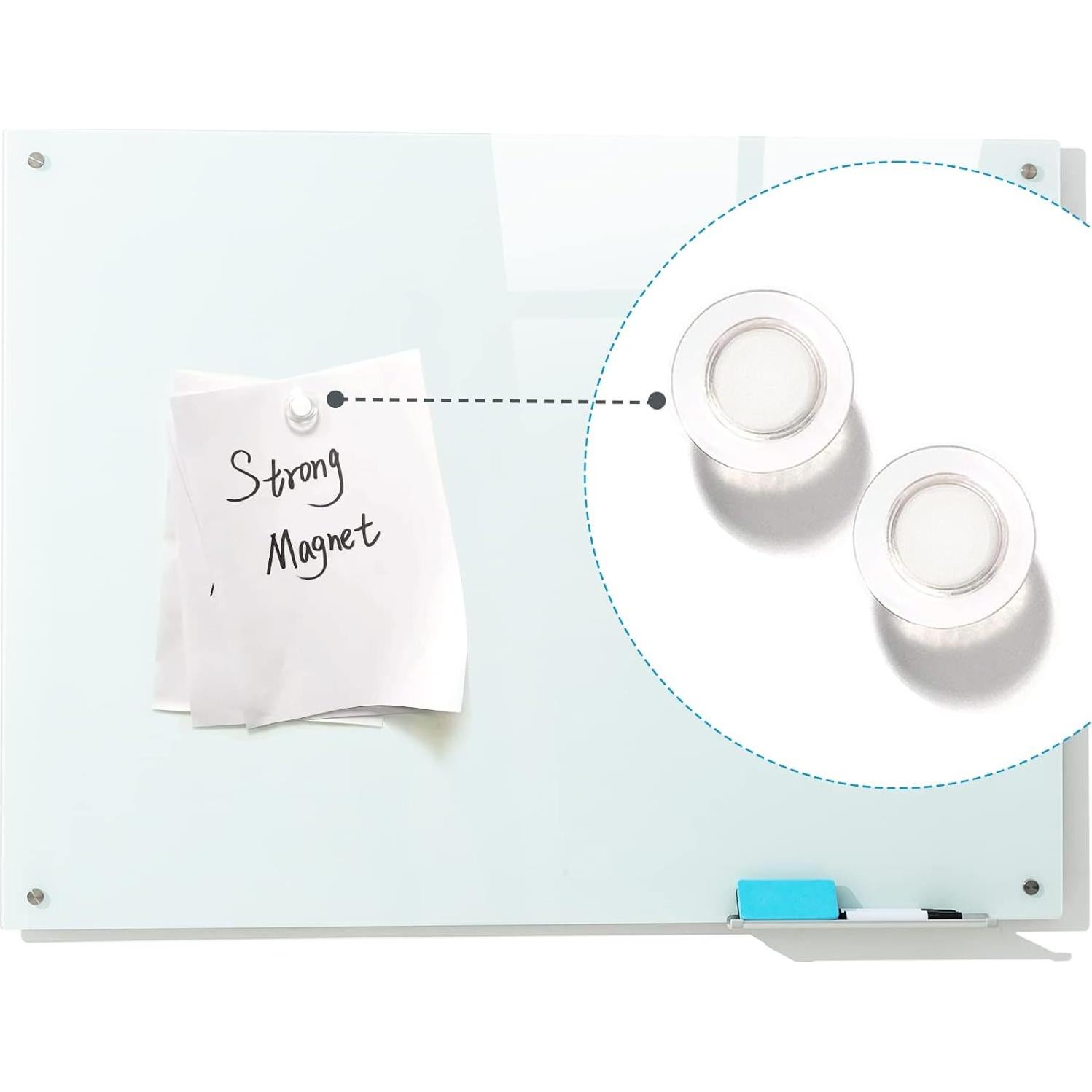 Pizarra Blanca Magnética de Vidrio NEOBAN 90x120cm Sin Marco