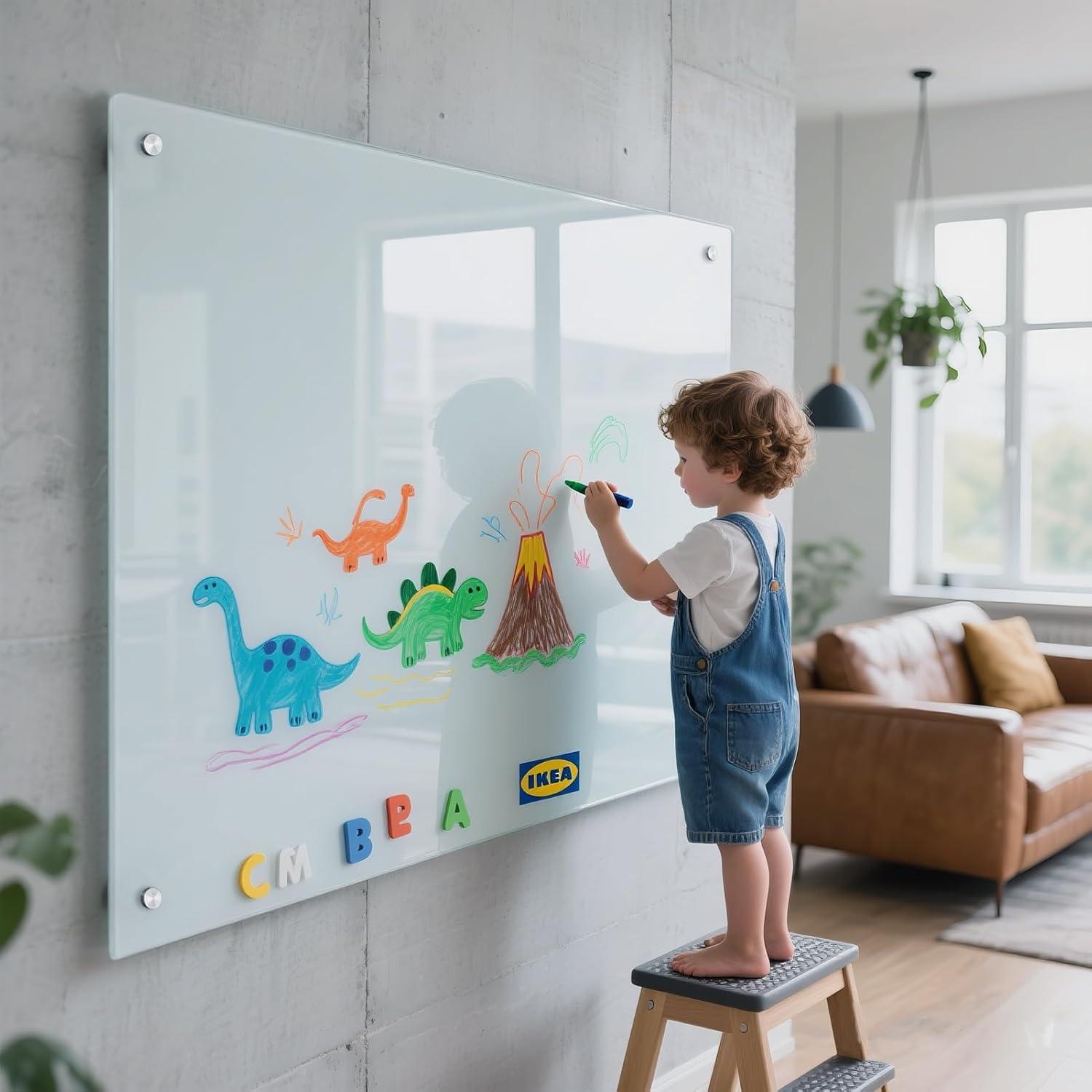 Pizarra de Vidrio Magnética Younuo 121x91 cm Blanca