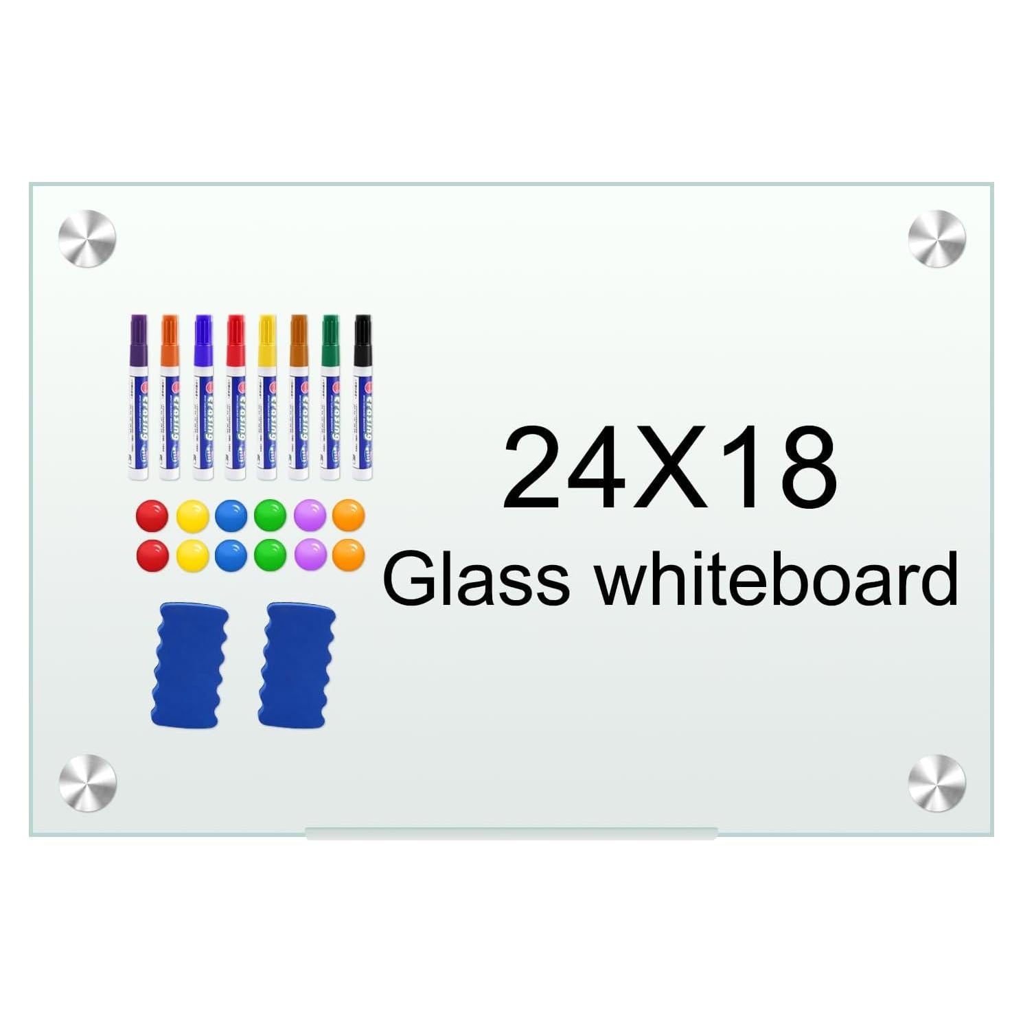 Pizarra Blanca Magnética H-Qprobd 61x46 cm Vidrio Templado