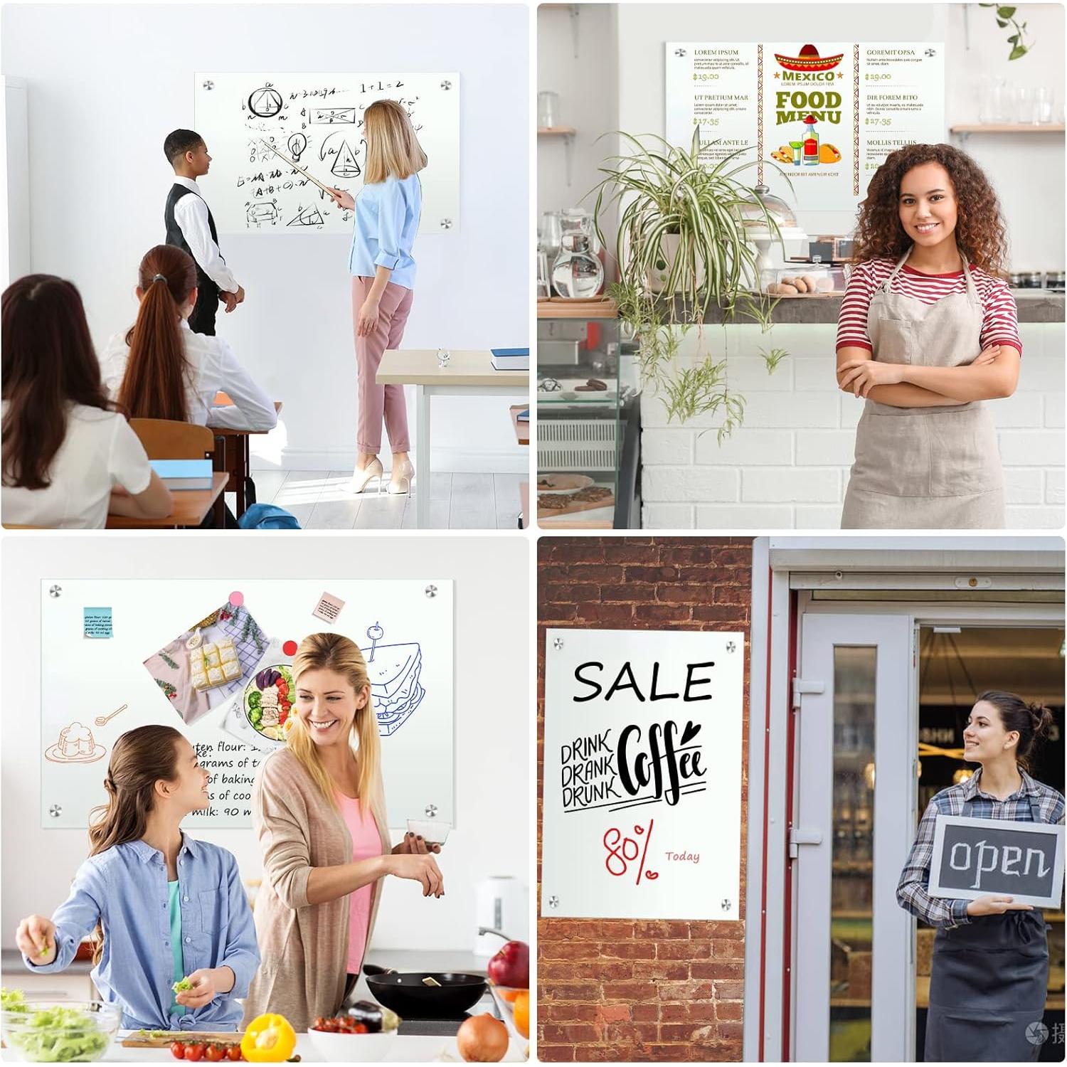 Pizarra Blanca Magnética H-Qprobd 61x46 cm Vidrio Templado