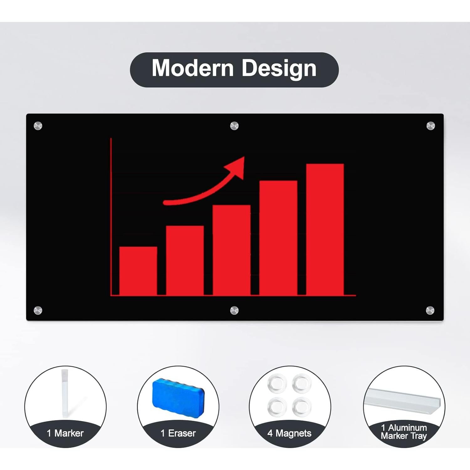 Pizarra Blanca de Vidrio Templado J&J Mundial 178x89cm