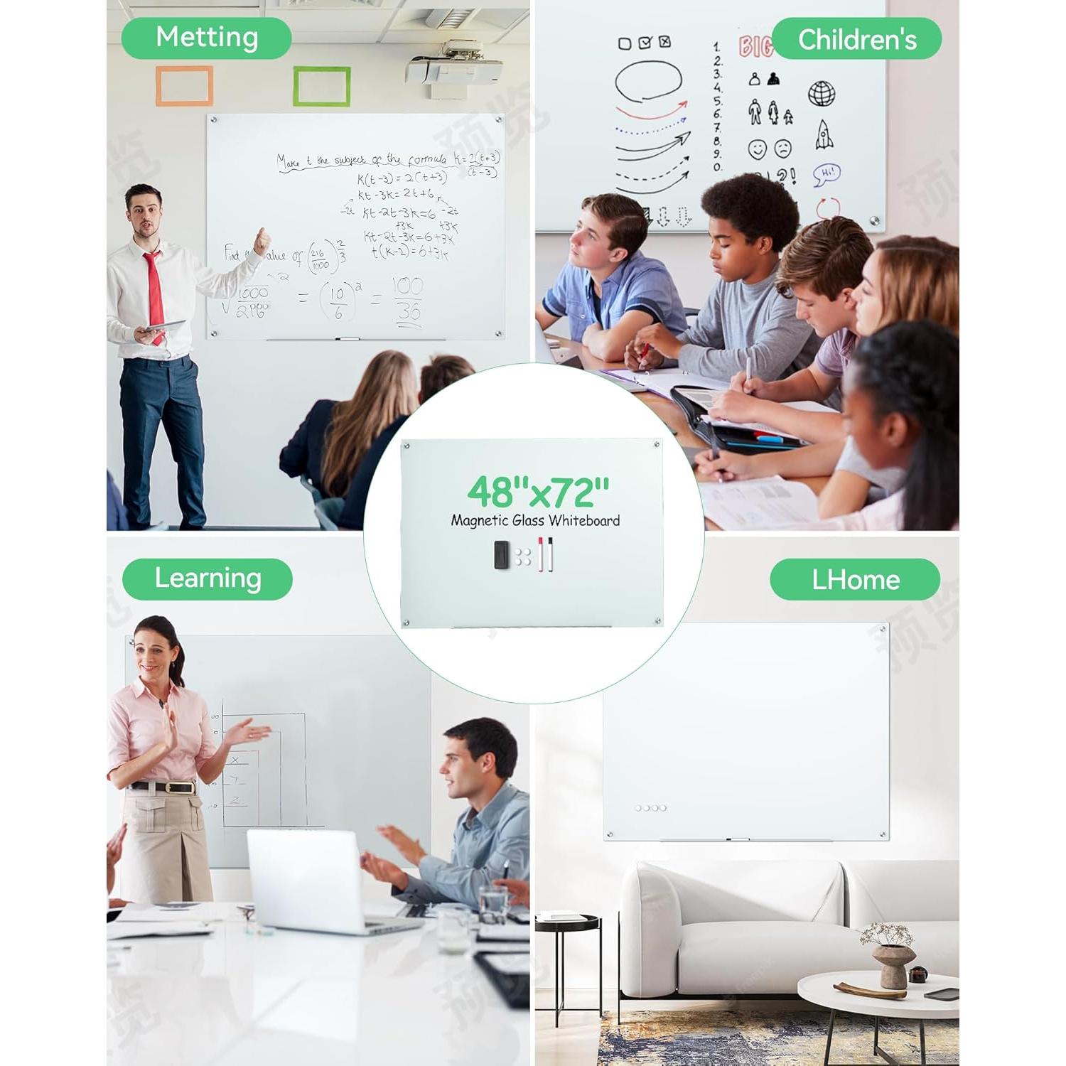 Tablero de Vidrio Borrado en Seco VUSIGN 182x182 cm Magnético