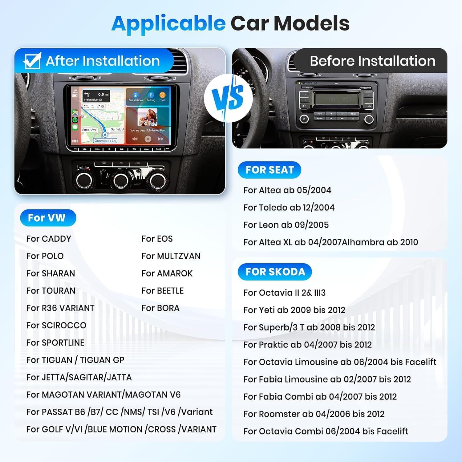 Radio de Coche Podofo 9" Android 13 4G+64G para VW