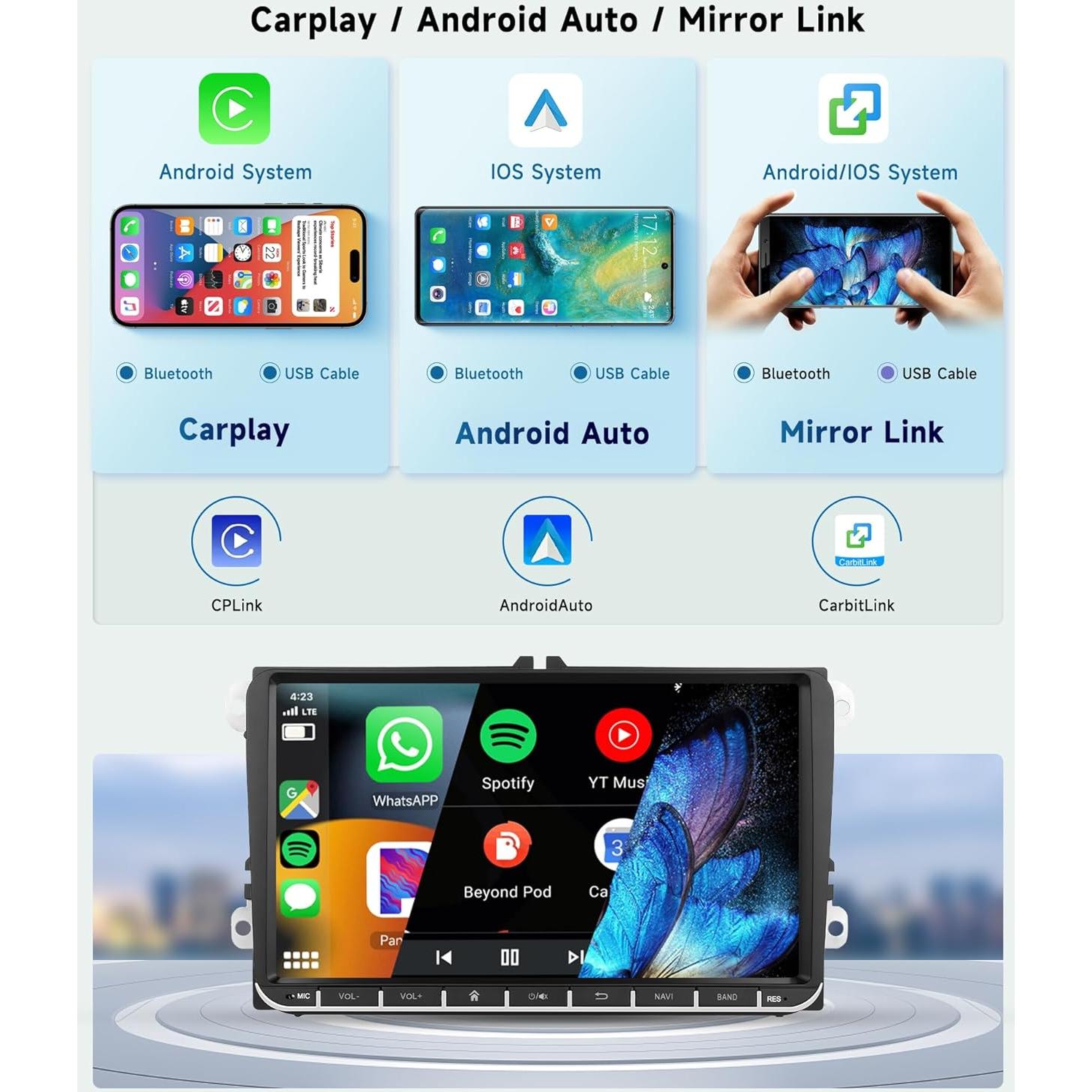 Radio de Coche Podofo 9" Android 13 4G+64G para VW