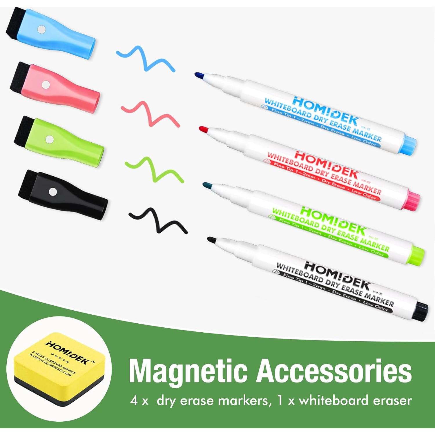 Tablero Magnético Borrable HOMiDEK 30.5x20.3cm con 4 Marcadores