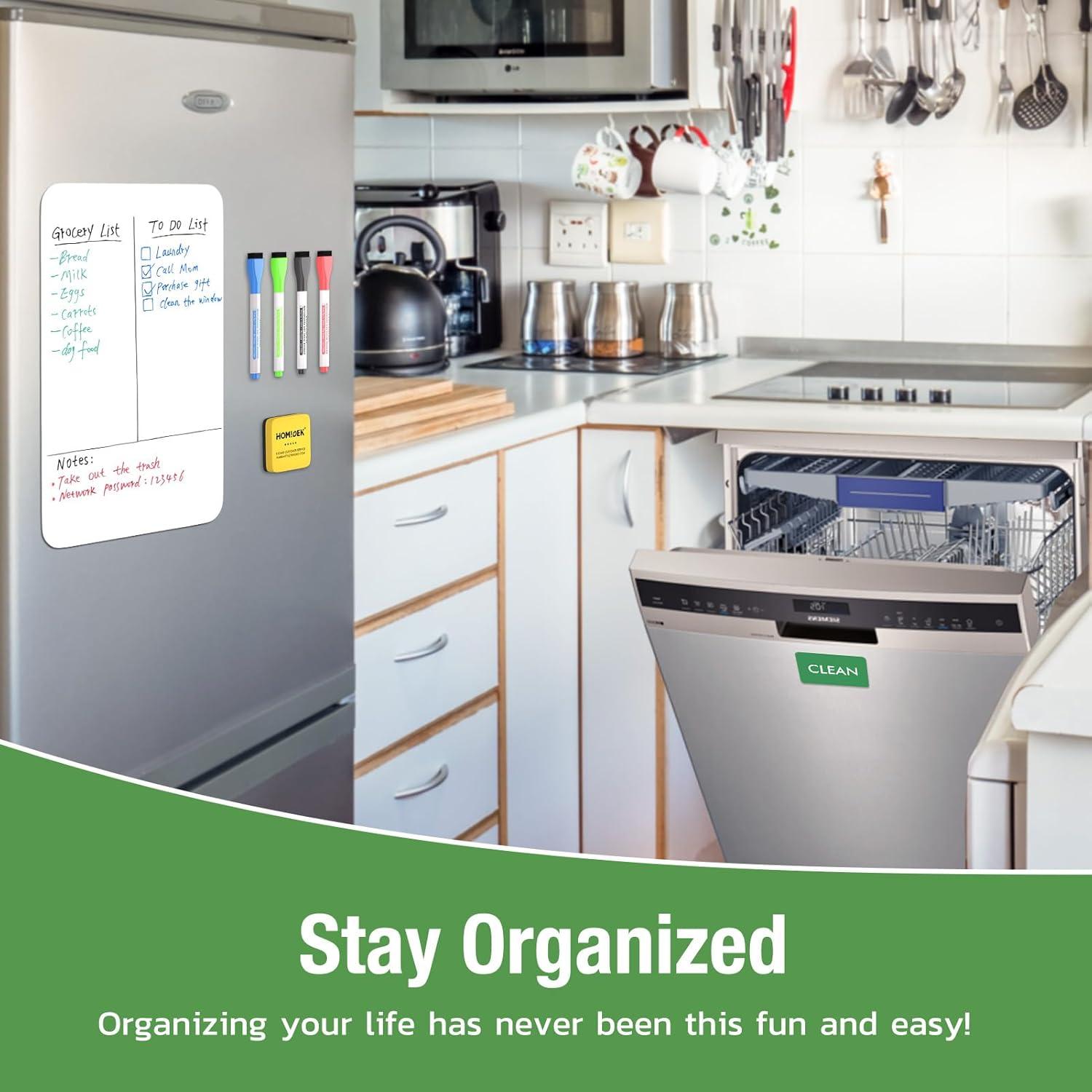 Tablero Magnético Borrable HOMiDEK 30.5x20.3cm con 4 Marcadores