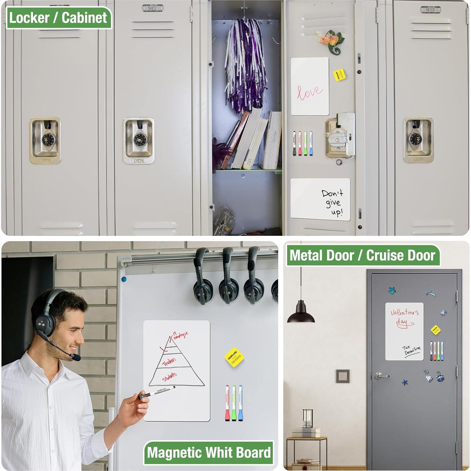 Tablero Magnético Borrable HOMiDEK 30.5x20.3cm con 4 Marcadores