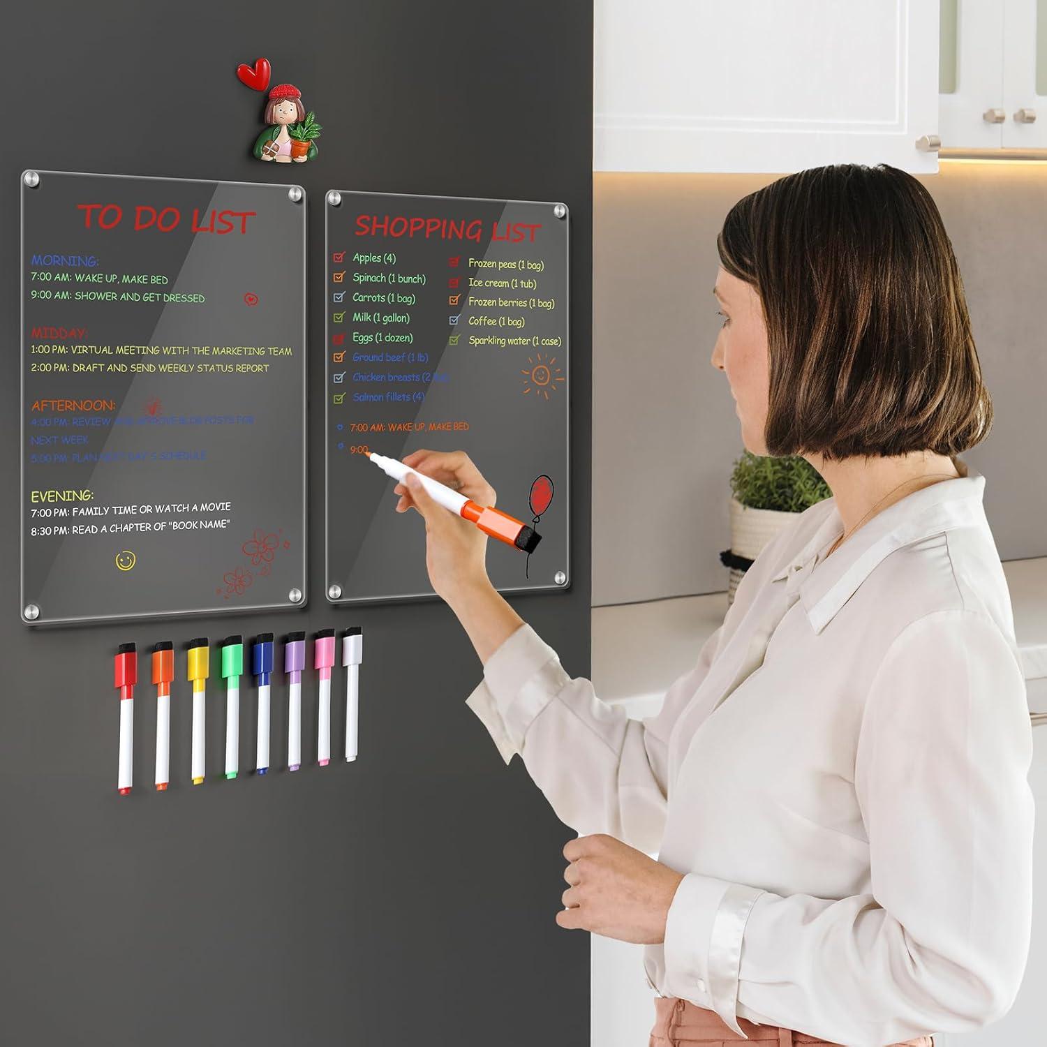 Paquete de 2 Tableros Magnéticos Acrílicos 30.48x20.32cm LANDNEOO