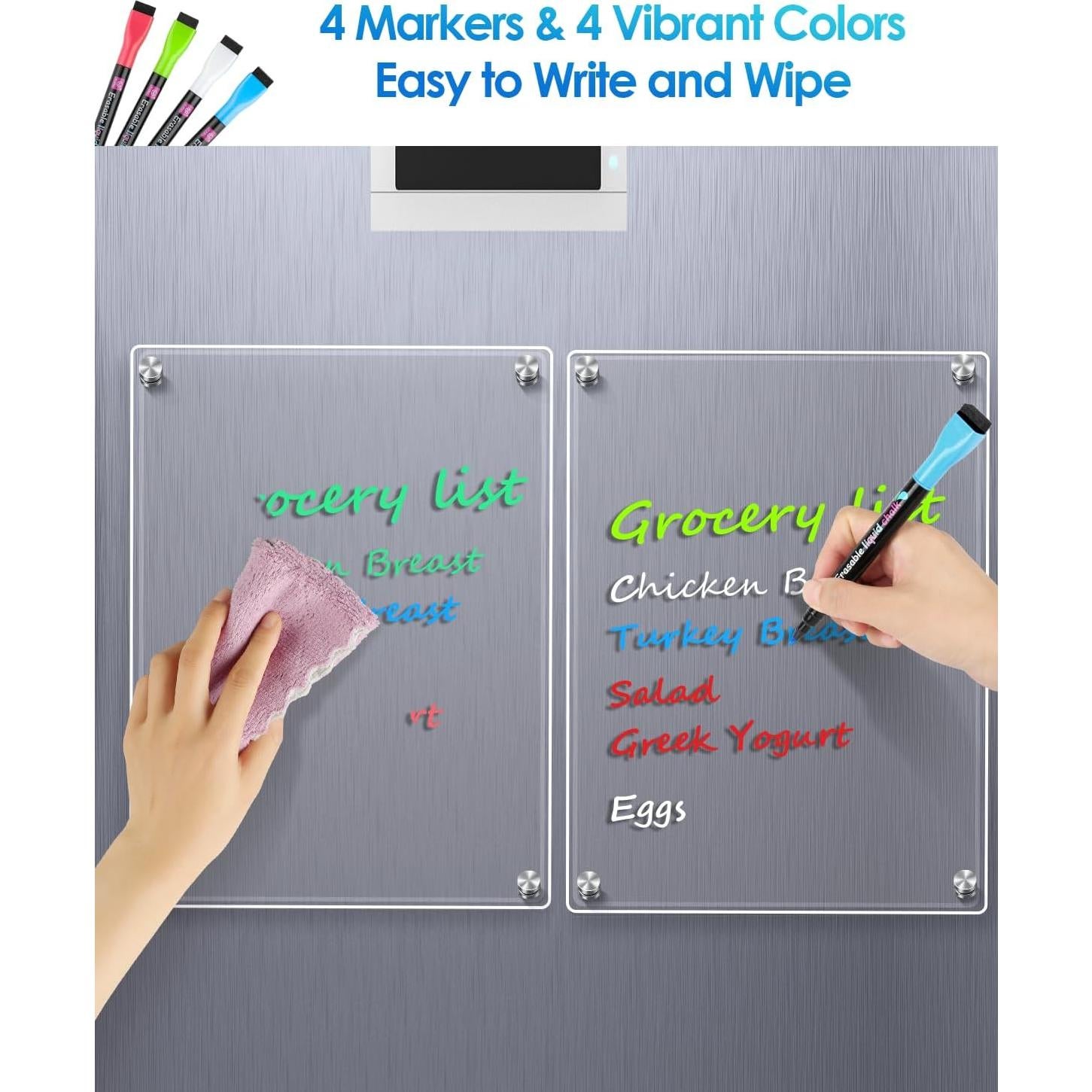 Pizarra Magnética Acrílica MaxGear 30.48x20.32cm con 4 Marcadores