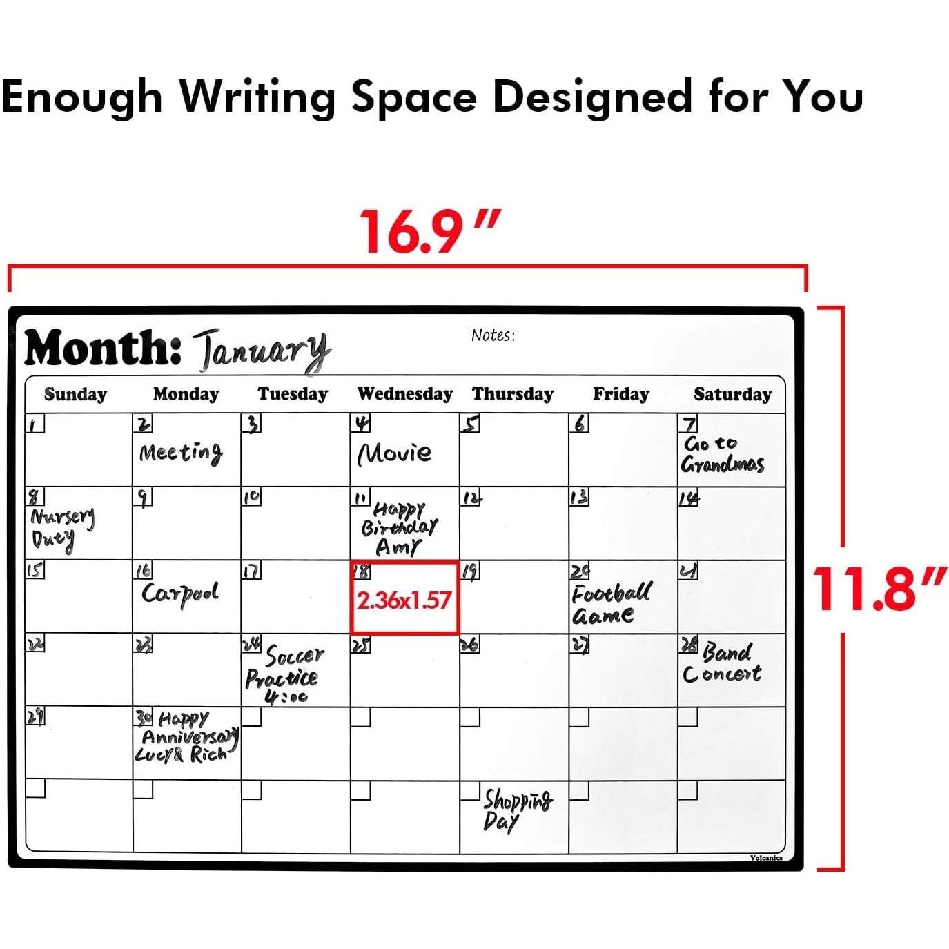 Calendario Magnético Borrable Volcanics 43.2x30 cm Blanco