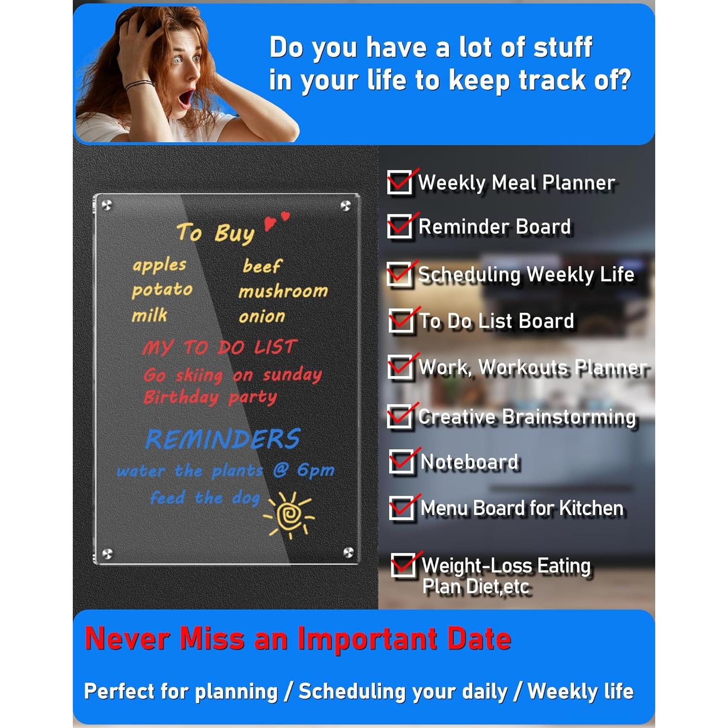 Tablero Magnético de Borrado en Seco Bamandan 30x20cm Transparente