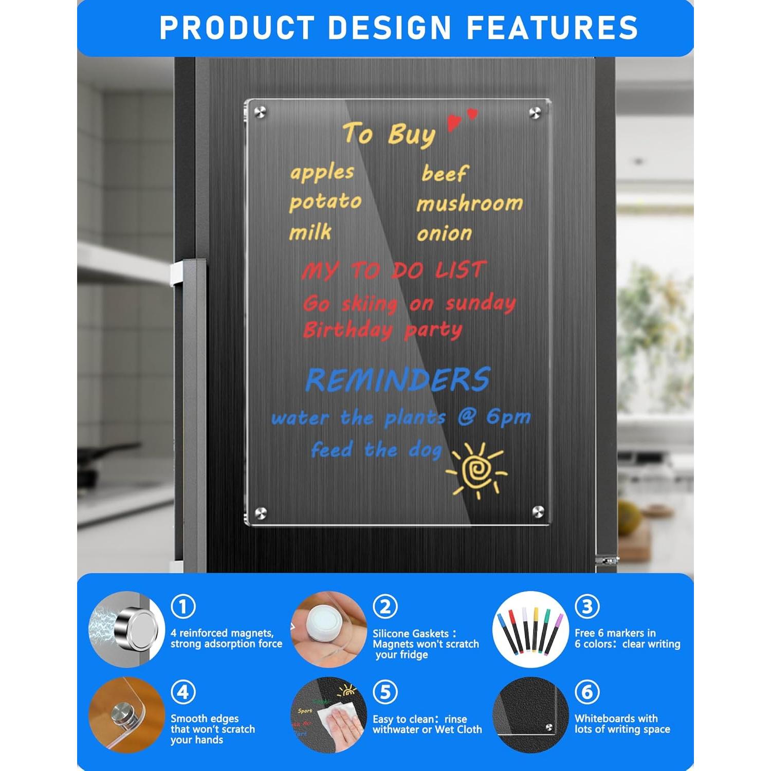 Tablero Magnético de Borrado en Seco Bamandan 30x20cm Transparente