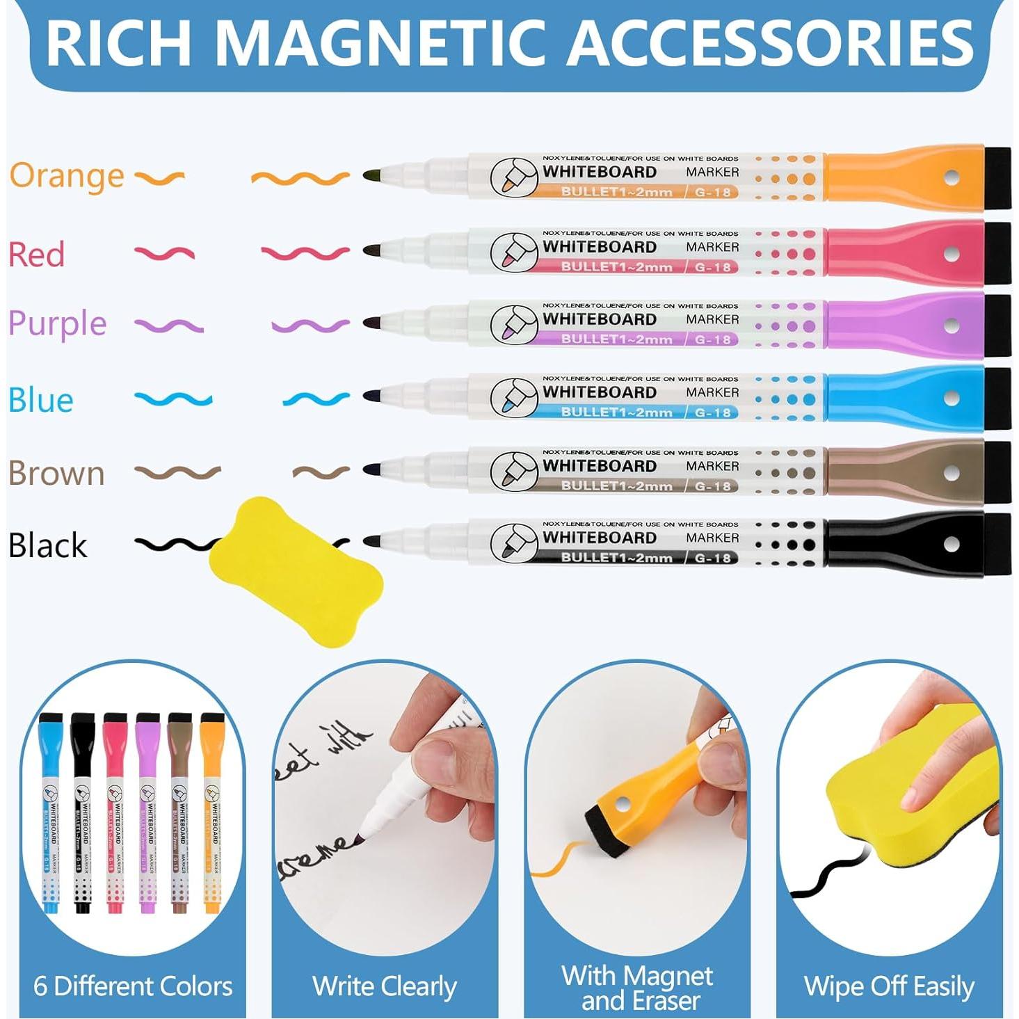 Paquete de 6 Tableros Magnéticos Borrables NUITPY 20x30cm y 13x20cm