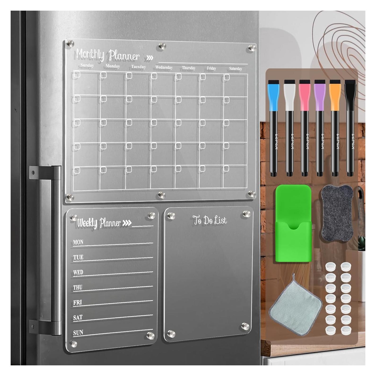 Set de 3 Tableros Magnéticos Acrílicos LCPCX para Refrigerador