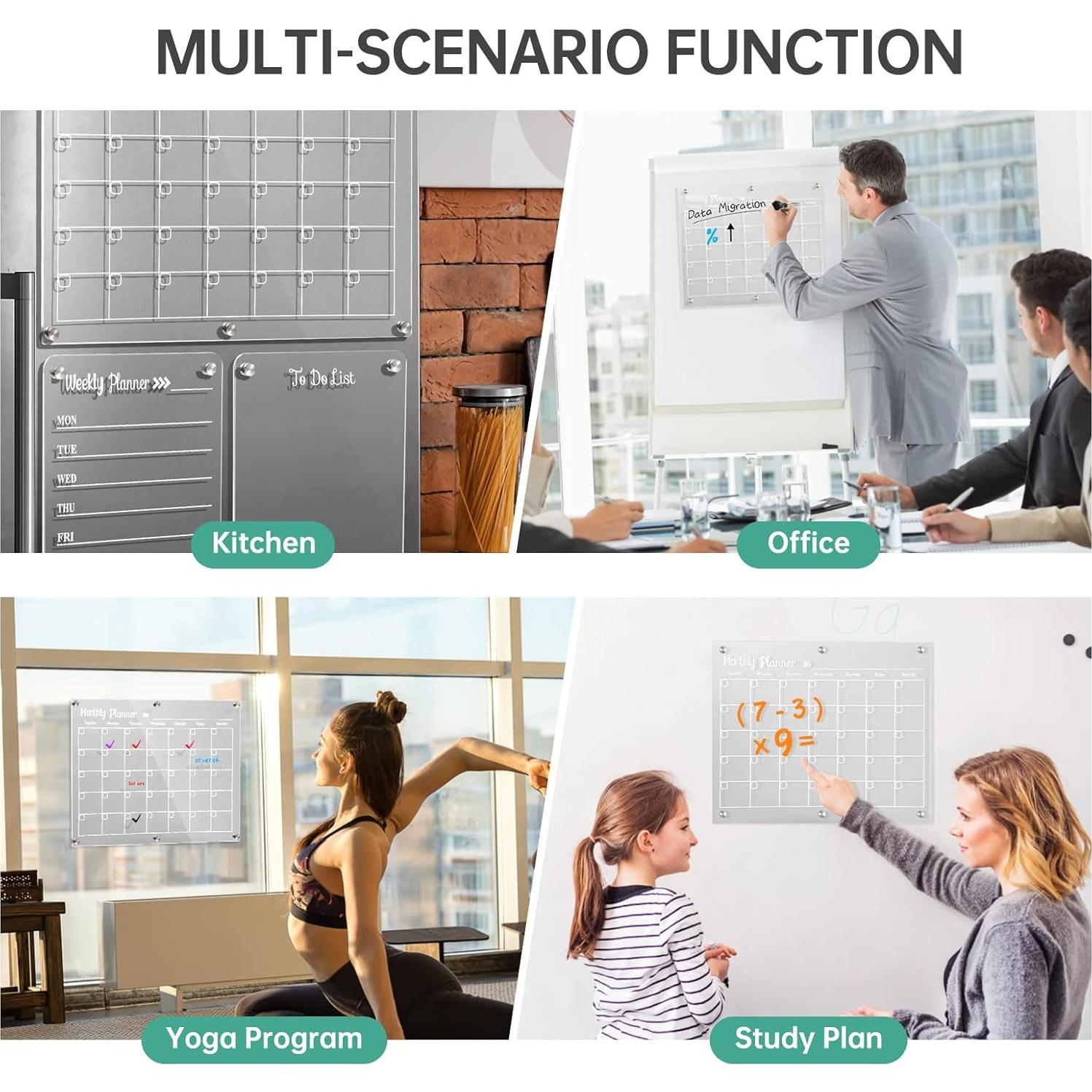 Set de 3 Tableros Magnéticos Acrílicos LCPCX para Refrigerador