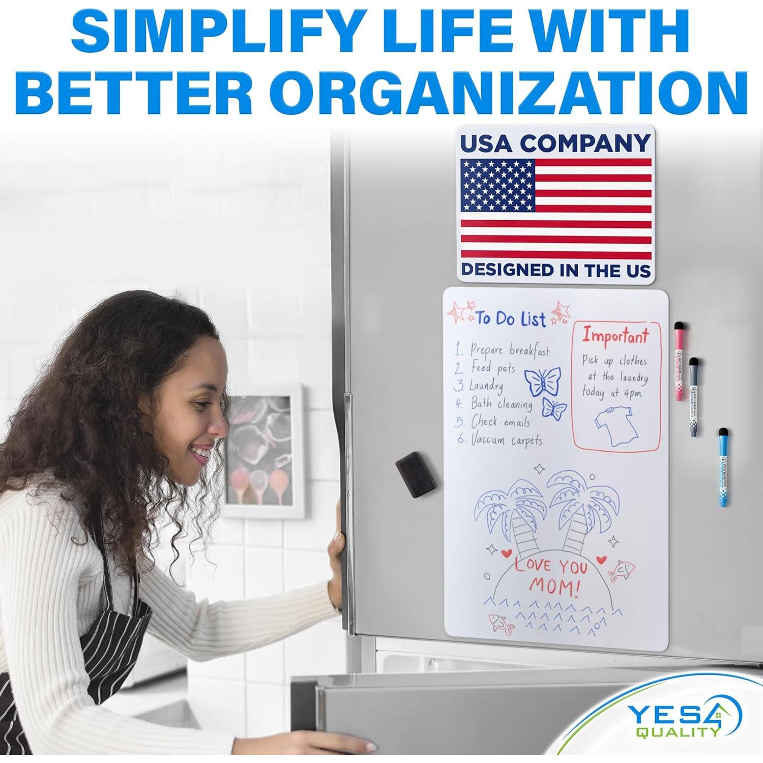 Pizarra Blanca Magnética Yes4Quality 63.5x40.6 cm con Marcadores