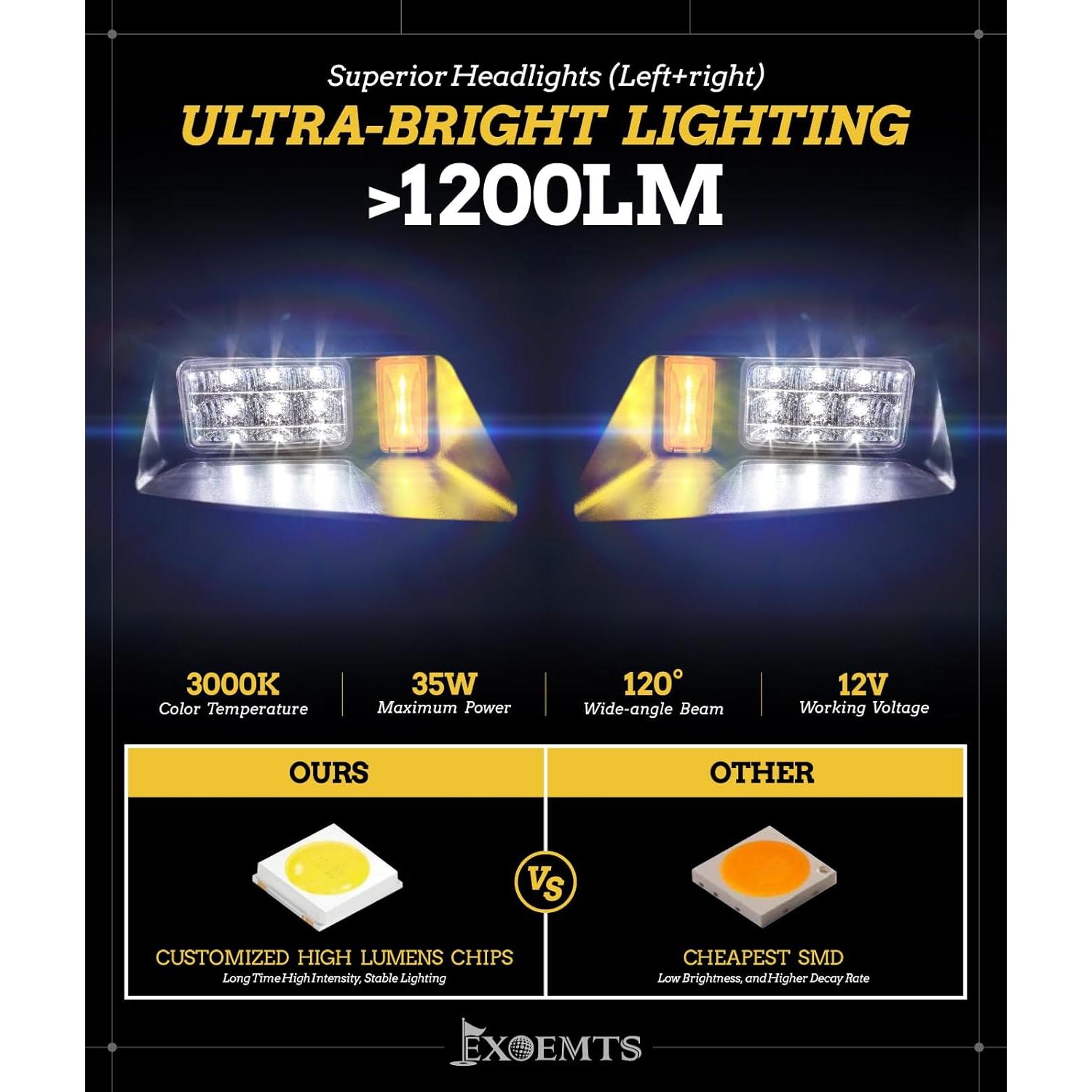 Kit de Faros LED y Luces Traseras EXOEMTS para Carro de Golf 1996-2013