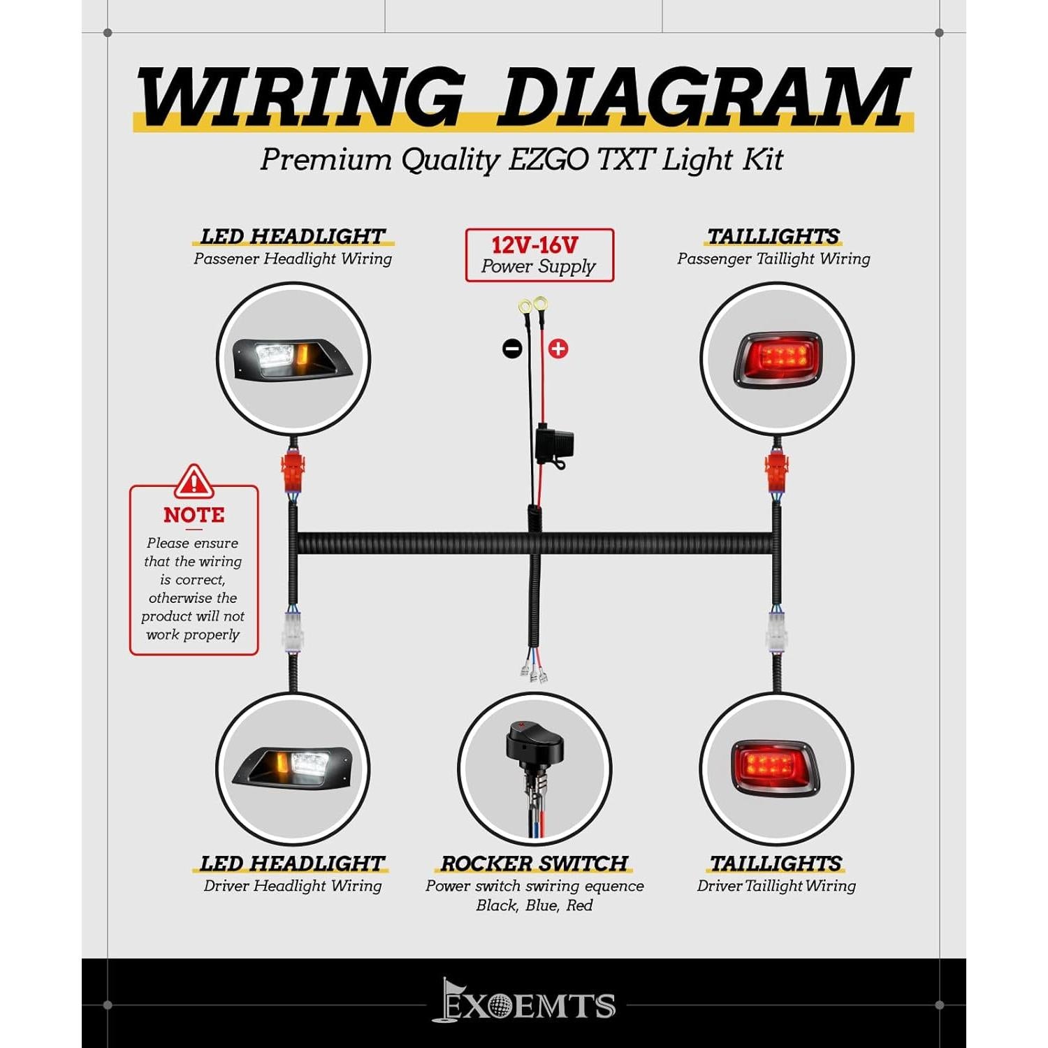 Kit de Faros LED y Luces Traseras EXOEMTS para Carro de Golf 1996-2013