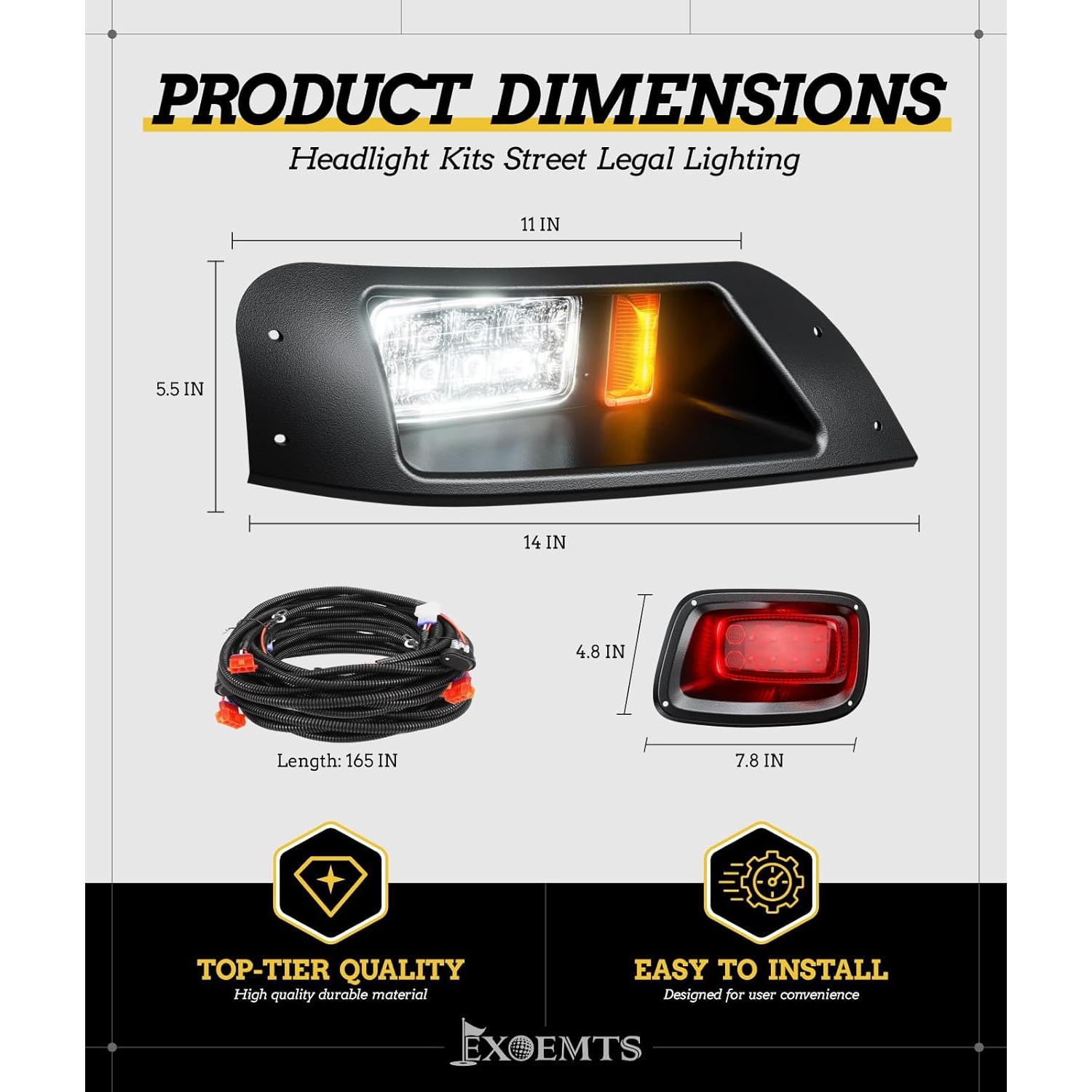 Kit de Faros LED y Luces Traseras EXOEMTS para Carro de Golf 1996-2013