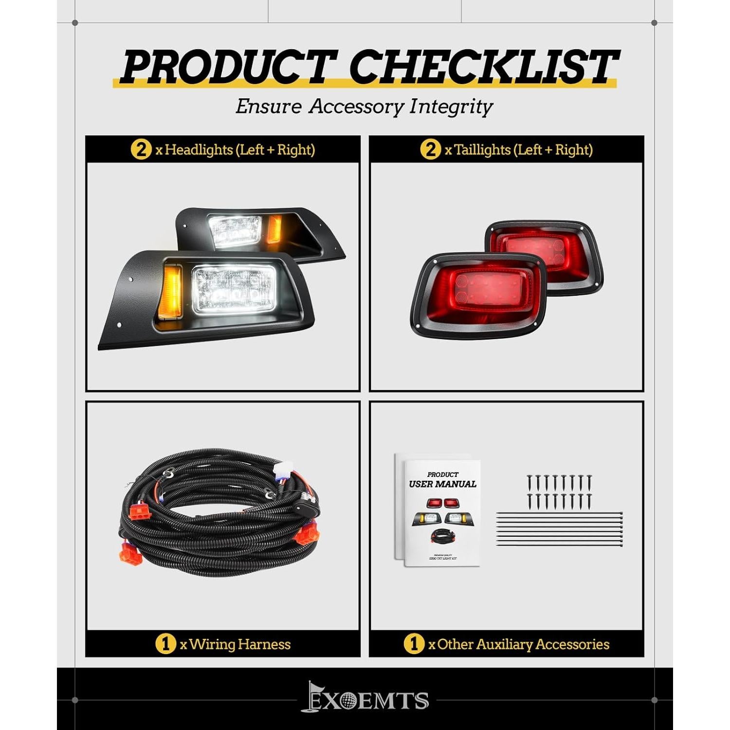 Kit de Faros LED y Luces Traseras EXOEMTS para Carro de Golf 1996-2013