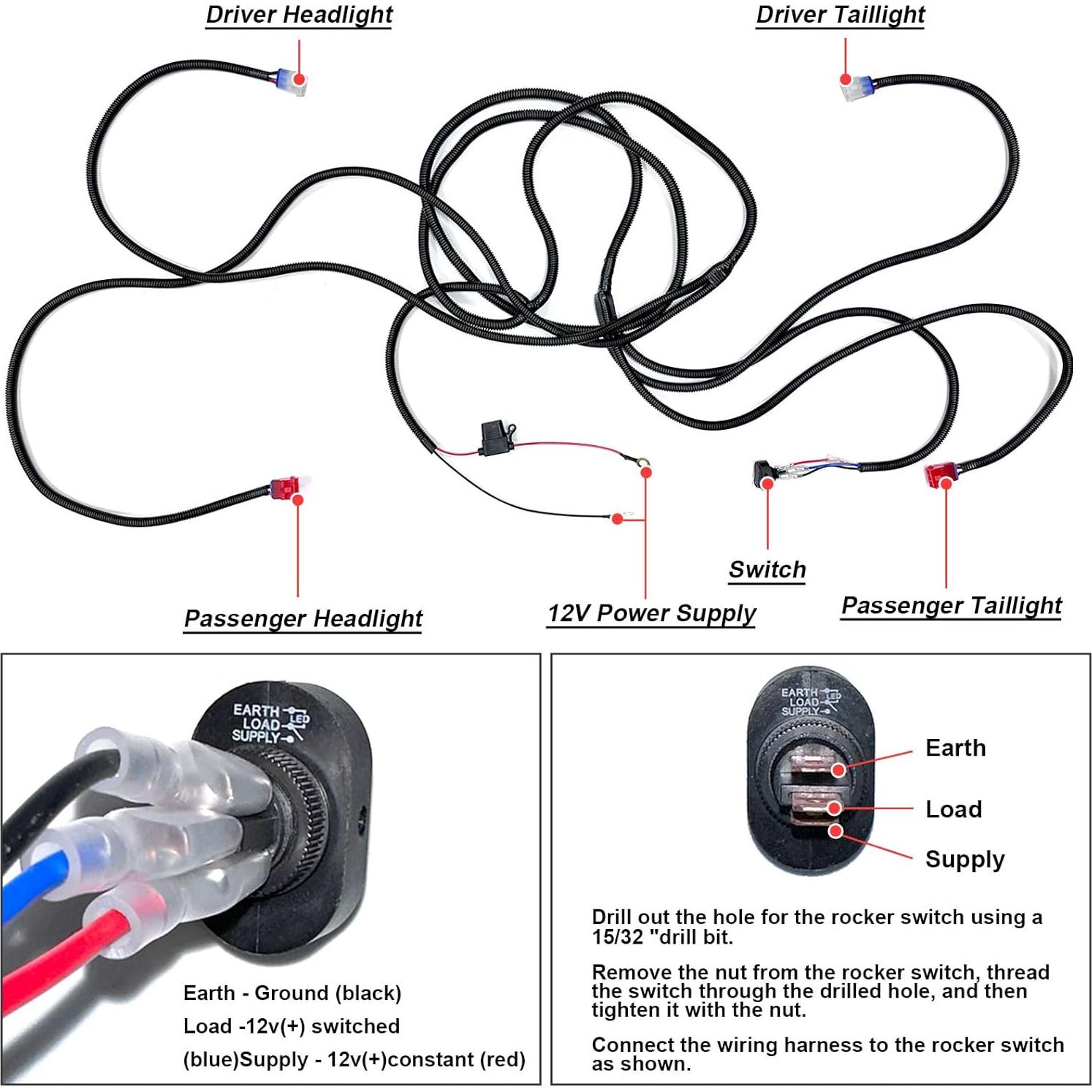 Kit de luces LED delanteras y traseras Lochnchn 12V para EZGO TXT