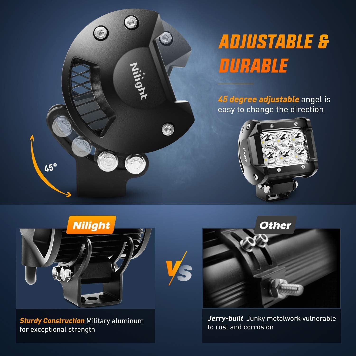 Barra de Luz LED Nilight ZH009 2PCS 18W Impermeable